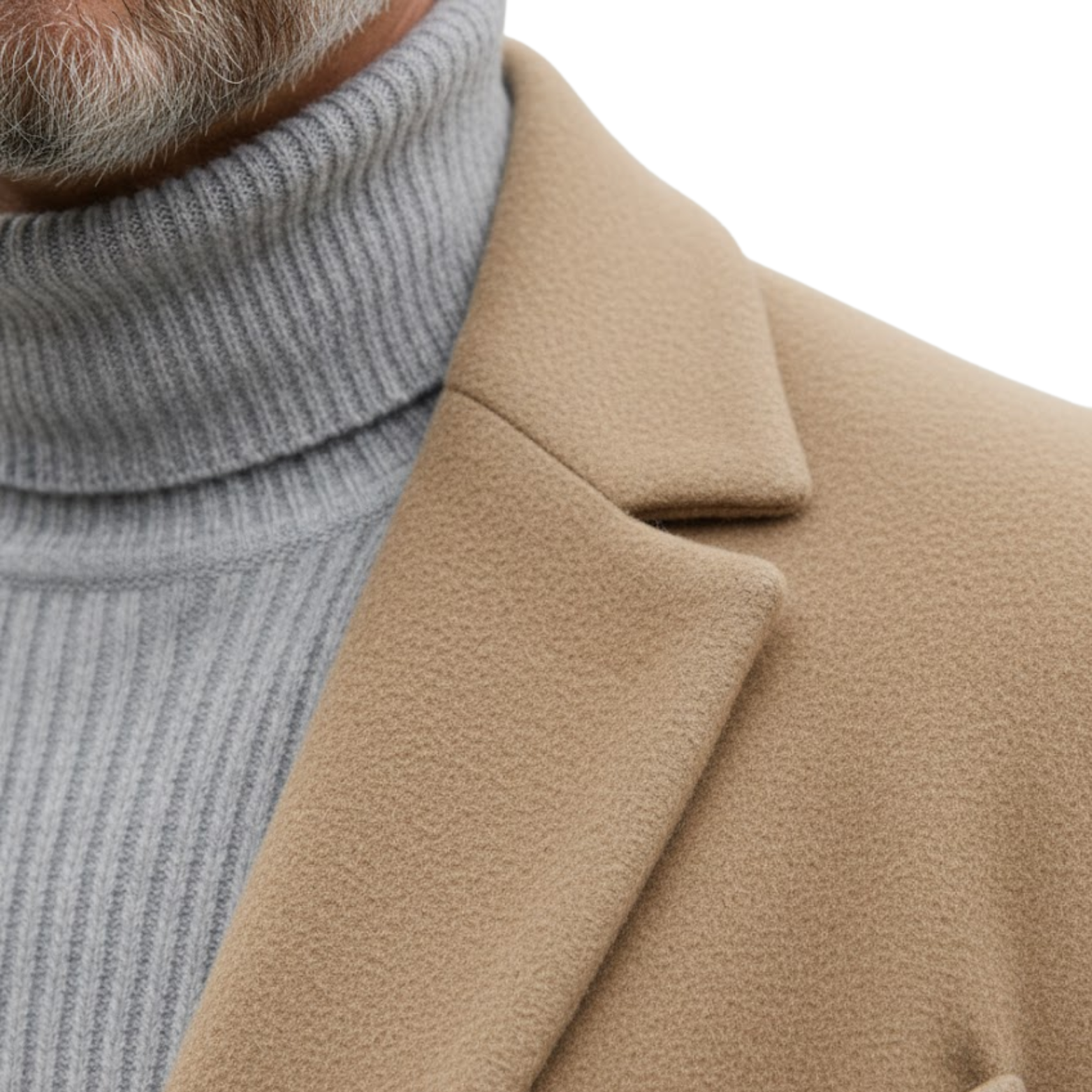 Men's Mid-Length Wool Blend Overcoat Single Breasted Slim Fit Trench Coat Jacket