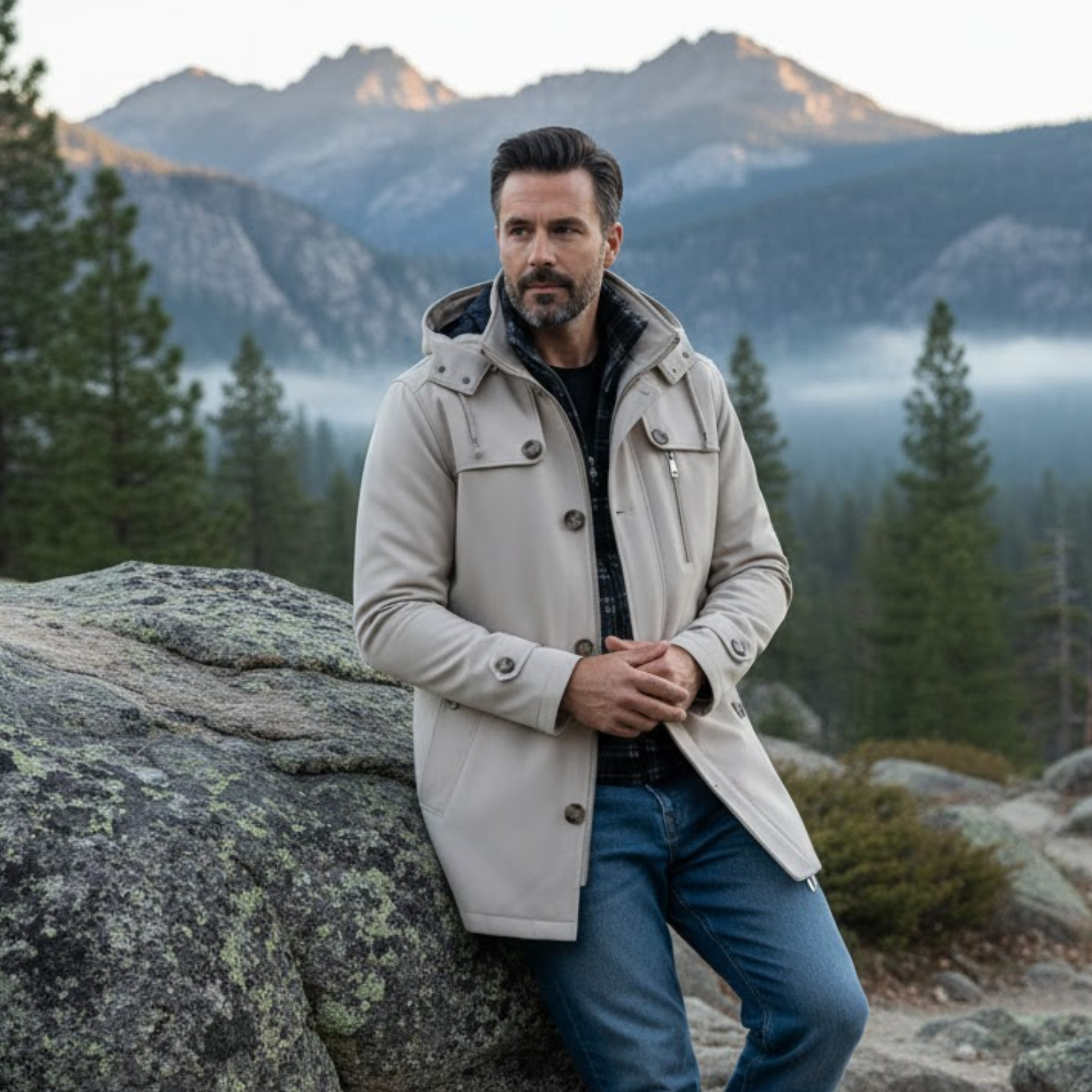 New Spring Autumn Men Long Jackets Hooded Casual Trench Coats High Quality Male Cotton