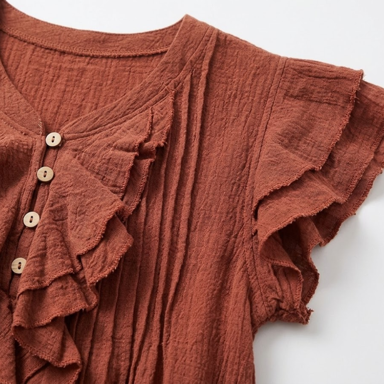 Crop top blouse for women in cotton gauze with flutter sleeves
