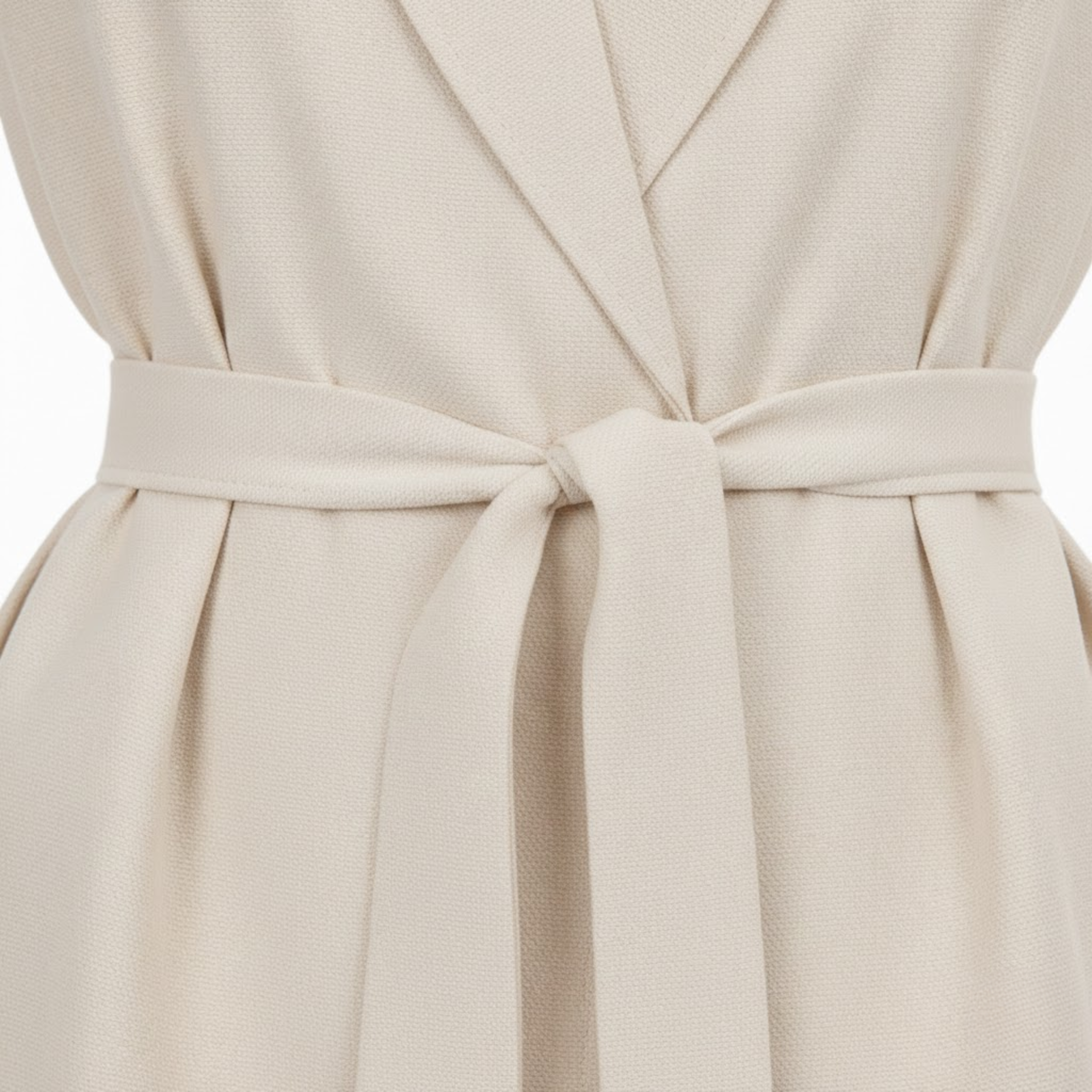 Sleeveless Vest and Wide Leg Pants Set with Turn Down Collar and Tie Waist Belt
