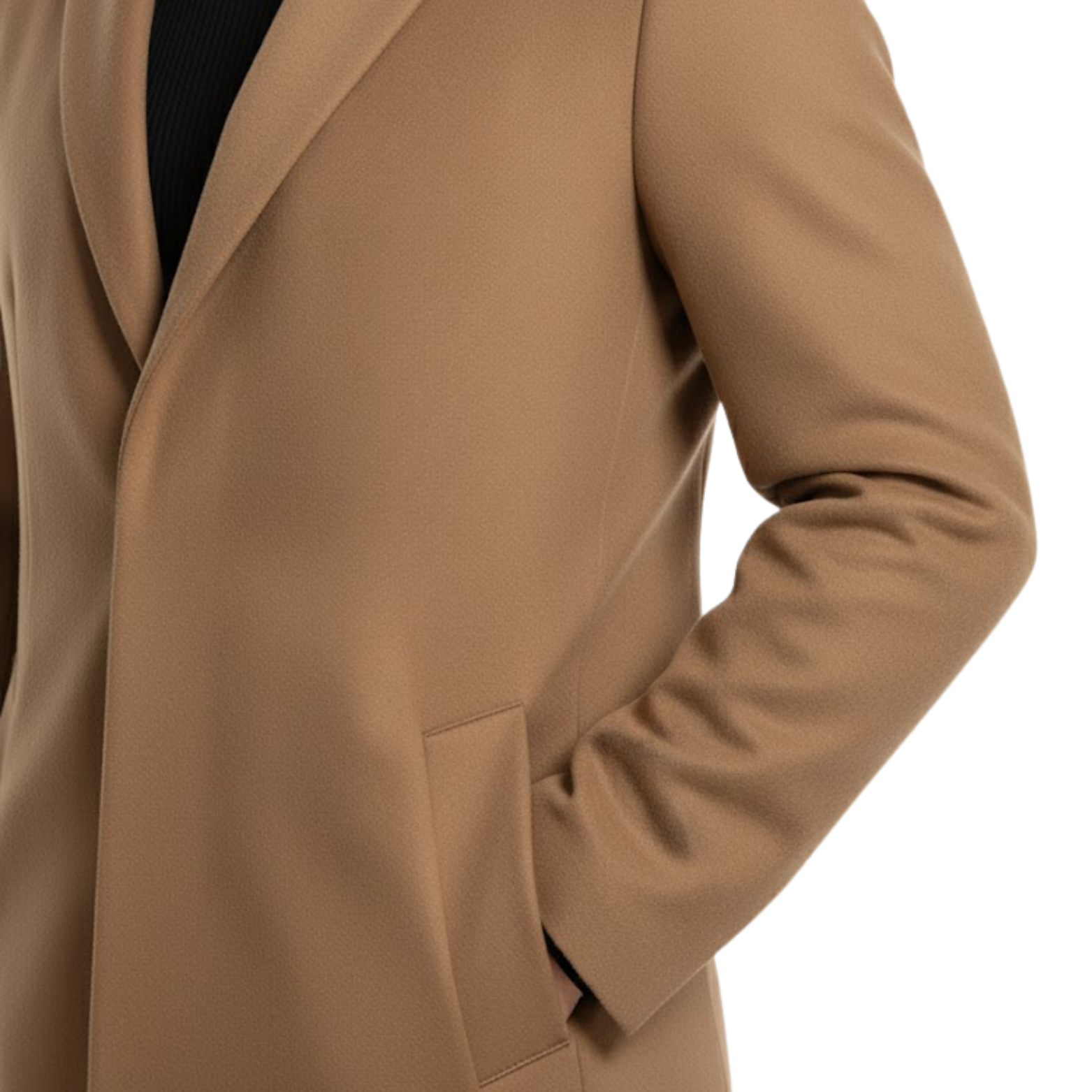 Long Cotton Coat Wool Blend Pure Color Slim Windbreaker Jacket