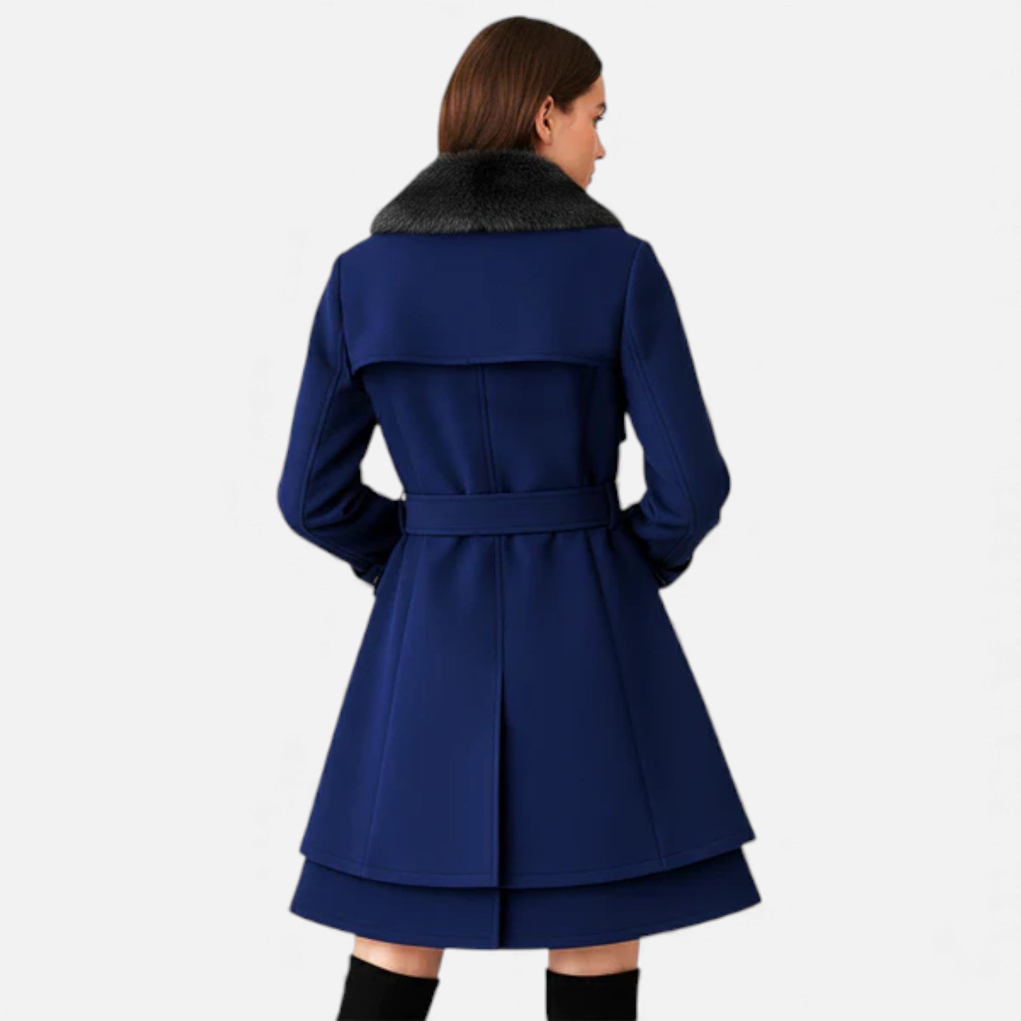 Veroux Mode | Women’s Double-Breasted Coat – Wool Blend Elegance
