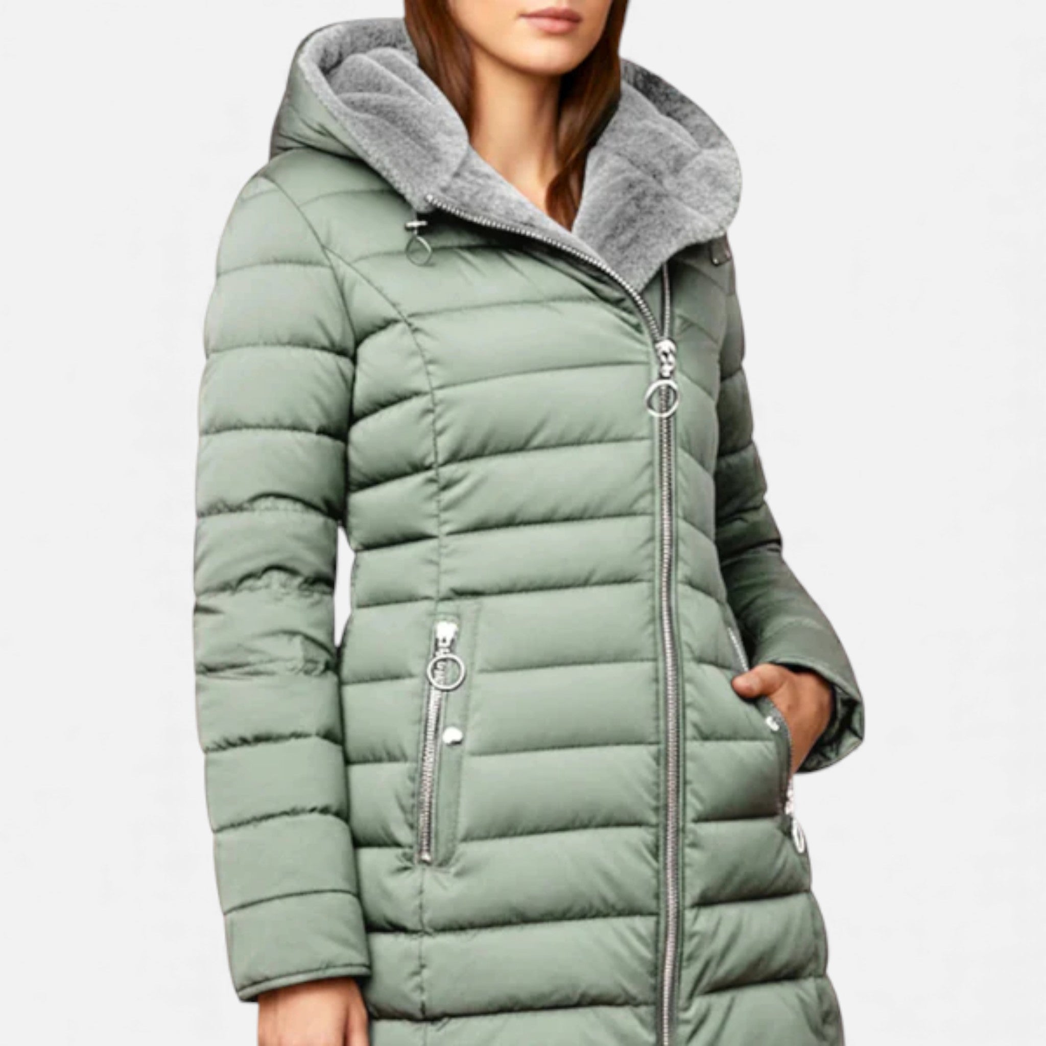 Veroux Mode | Women’s Fleece Puffer Jacket – Hooded Winter Elegance
