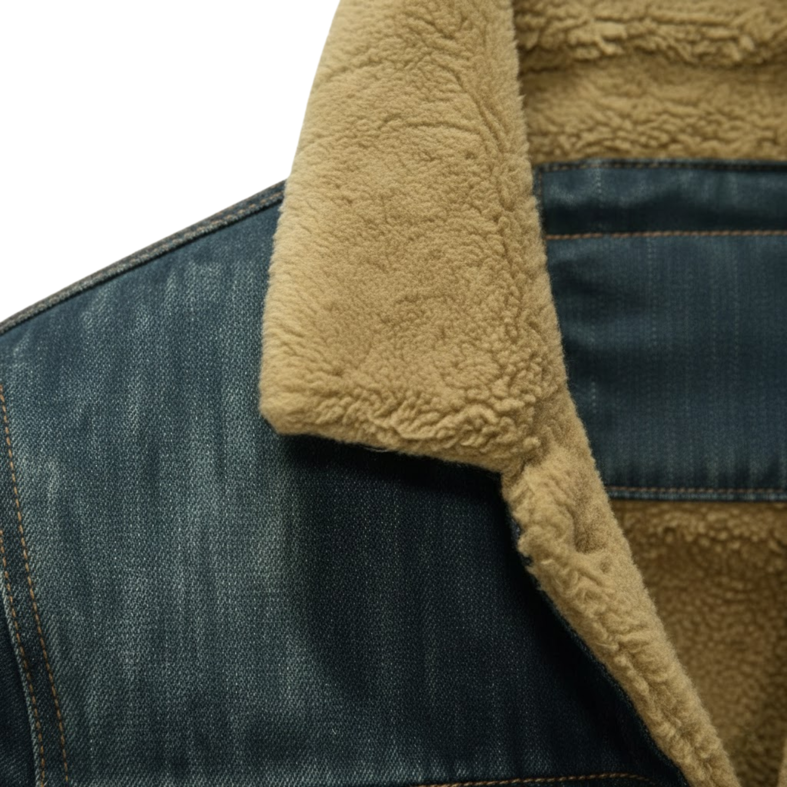 Men's Fleece Lined Denim Jacket Slim Fit Cotton Winter Outerwear Jeans Coat