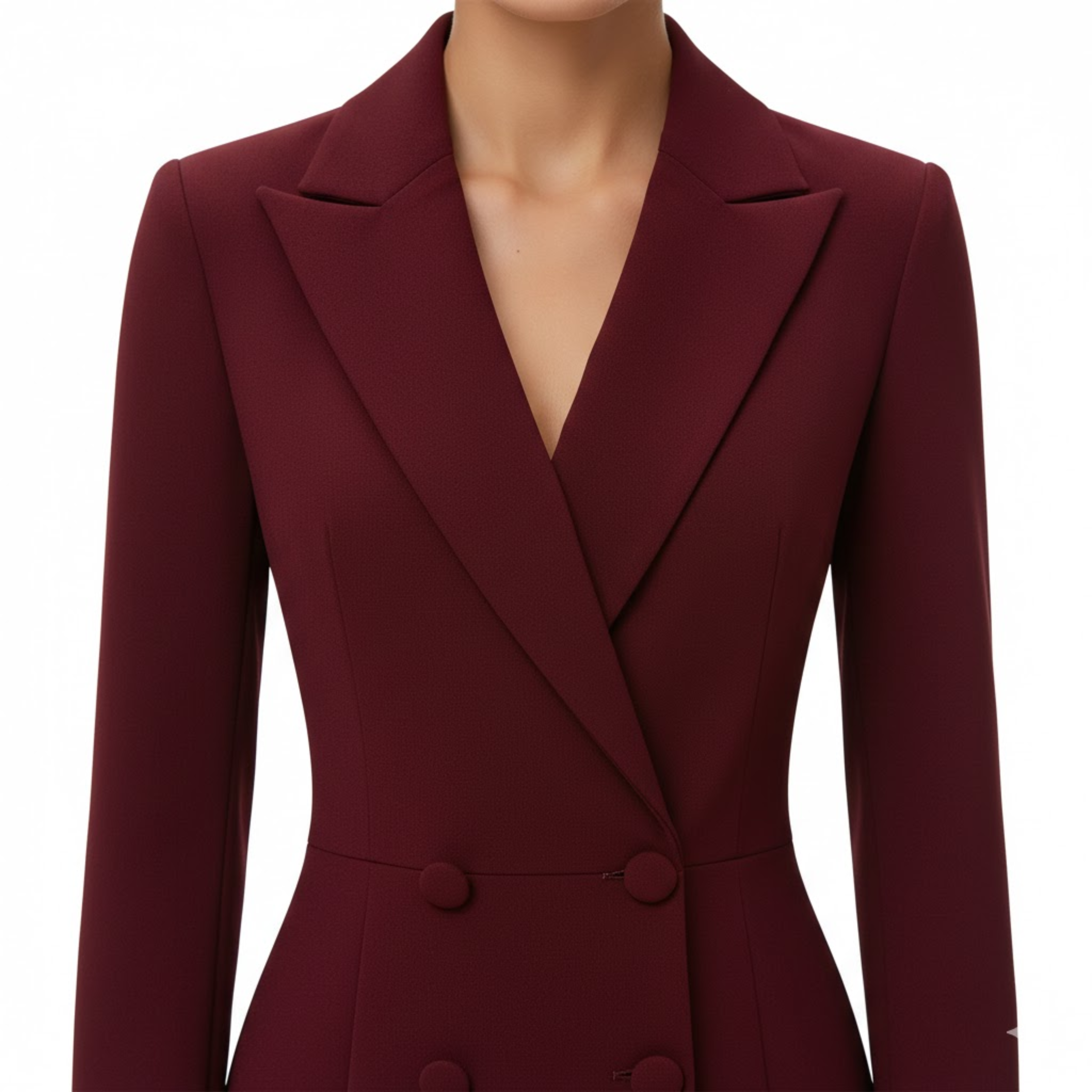 Women's Double Breasted Blazer Dress Long Sleeve Notched Lapel Midi Business Suit