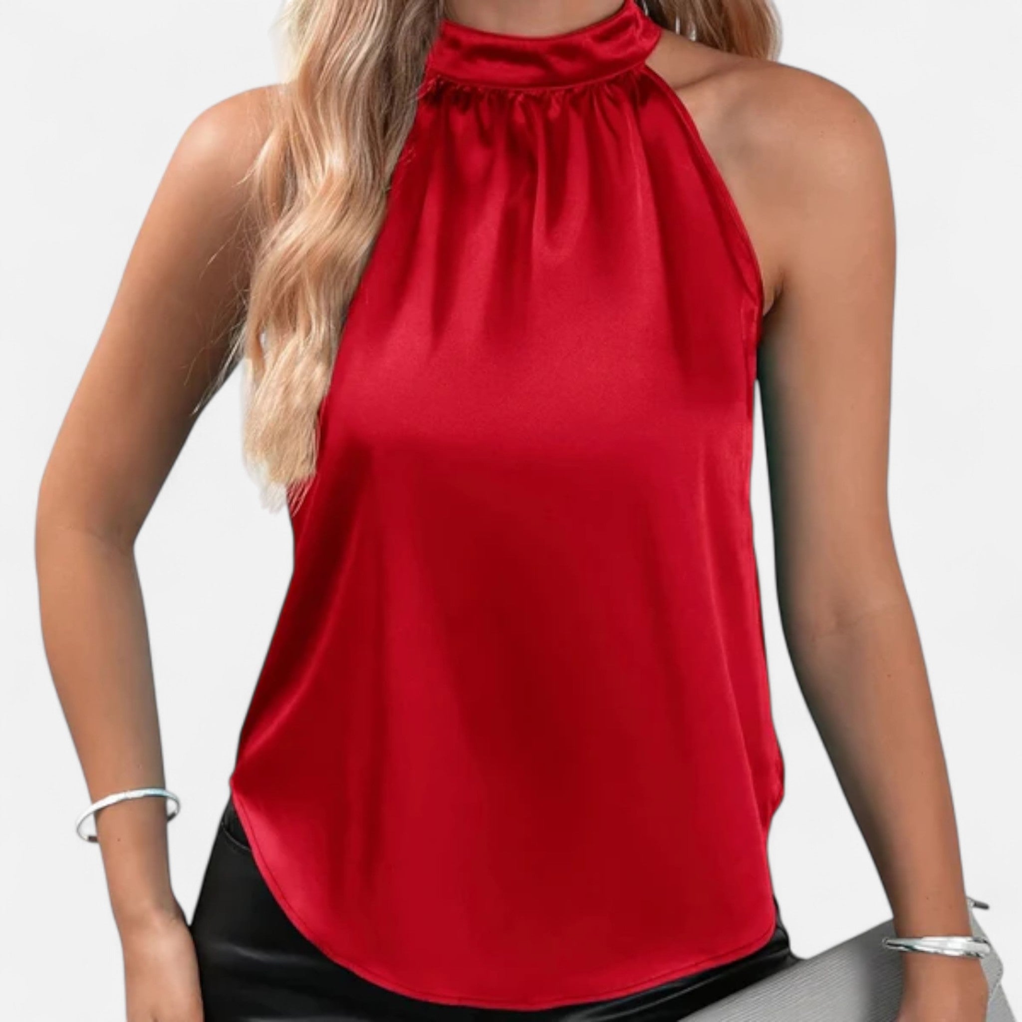 Veroux Mode | Women’s Classic Satin Halter Blouse