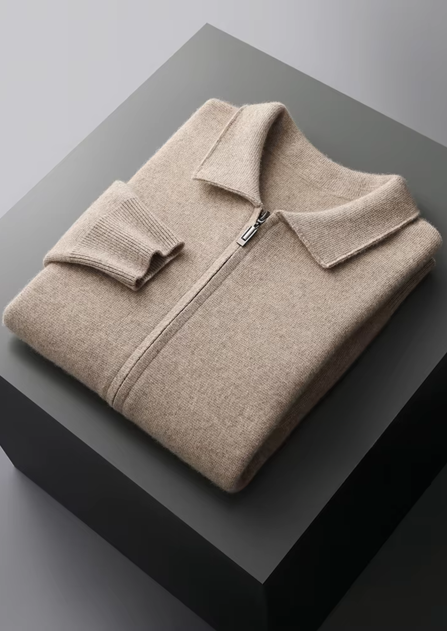 Veroux Mode | Men’s Pure Extra-Fine Merino Wool Zip Polo Cardigan