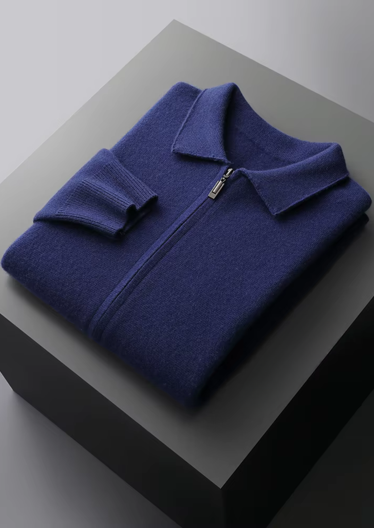 Veroux Mode | Men’s Pure Extra-Fine Merino Wool Zip Polo Cardigan