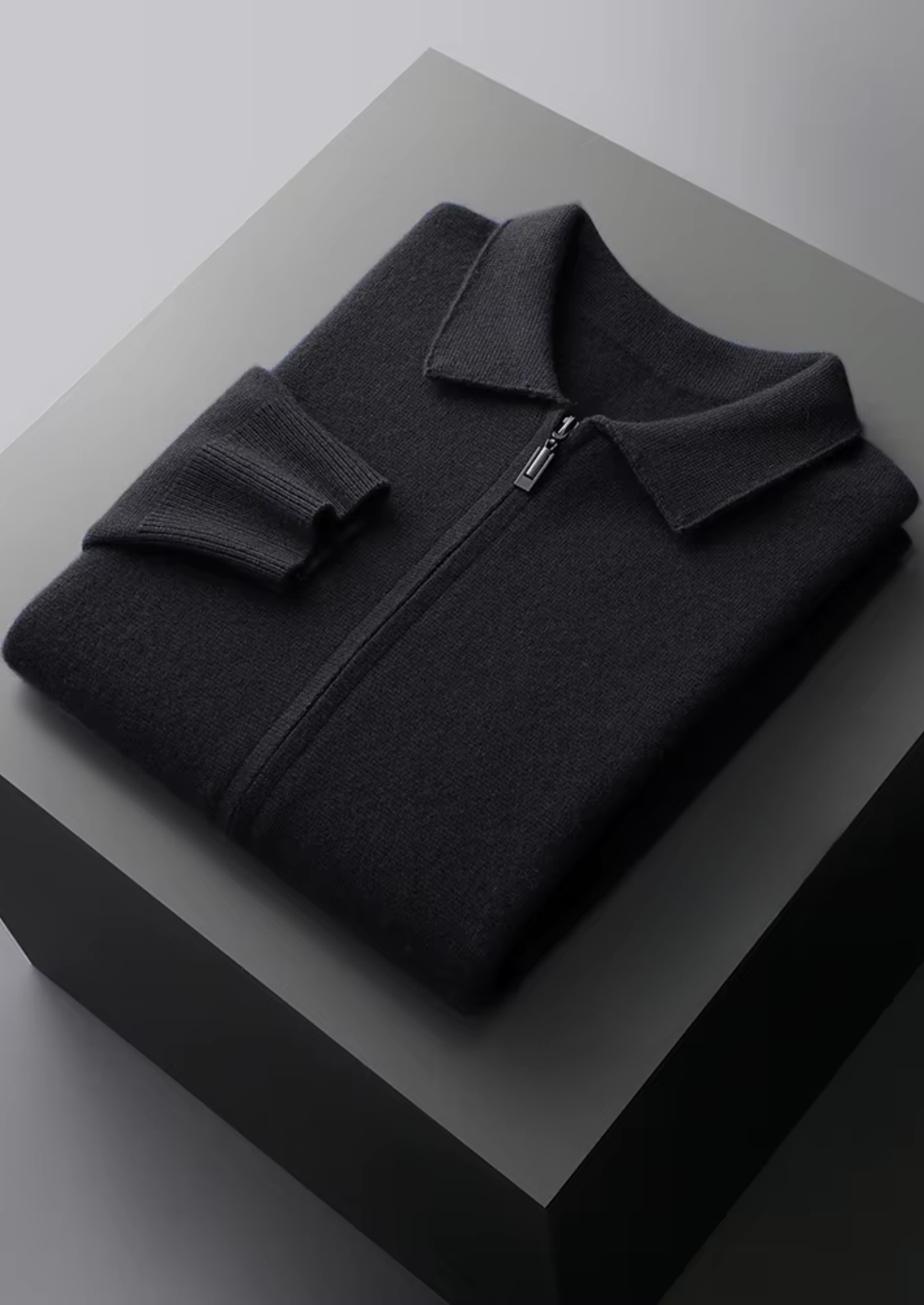 Veroux Mode | Men’s Pure Extra-Fine Merino Wool Zip Polo Cardigan