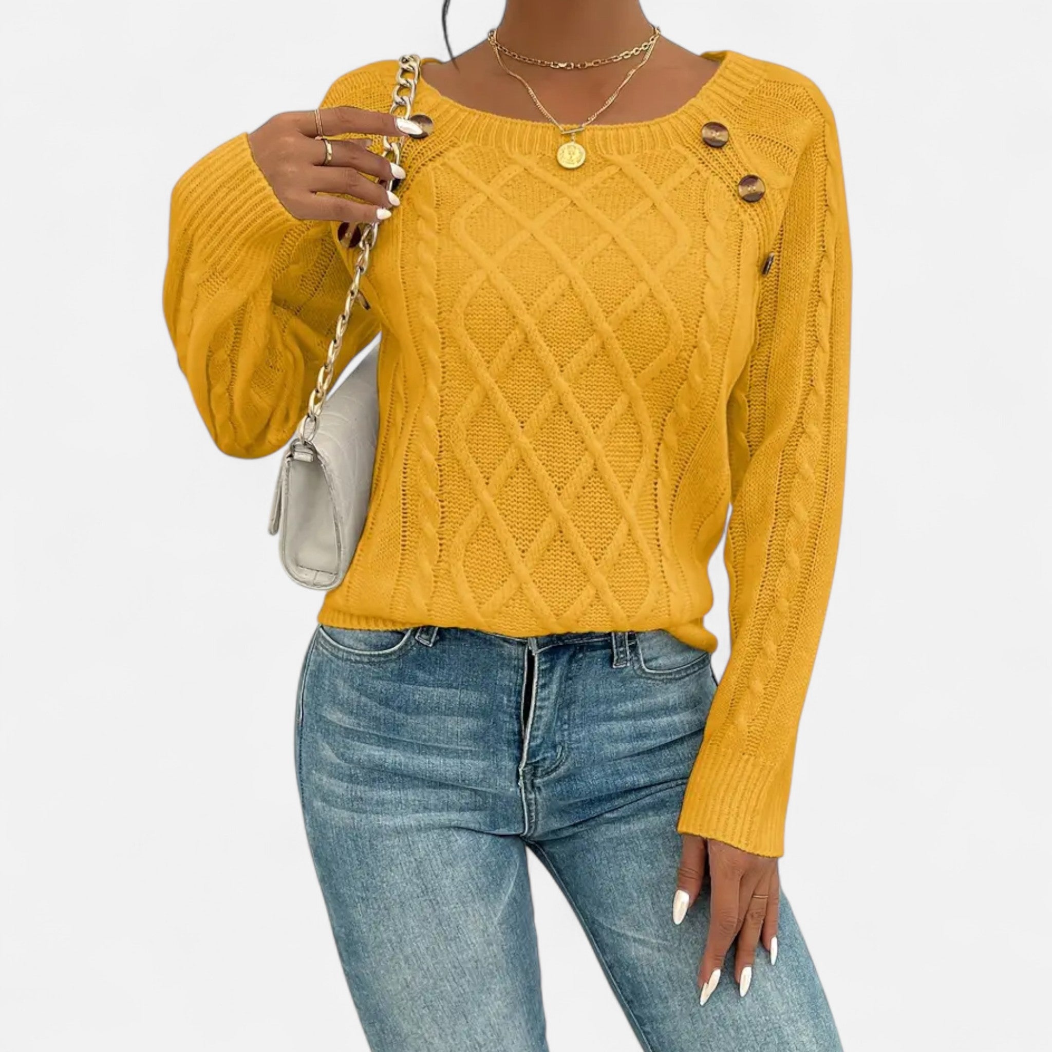 Veroux Mode | Women’s Cable-Knit Button Sweater