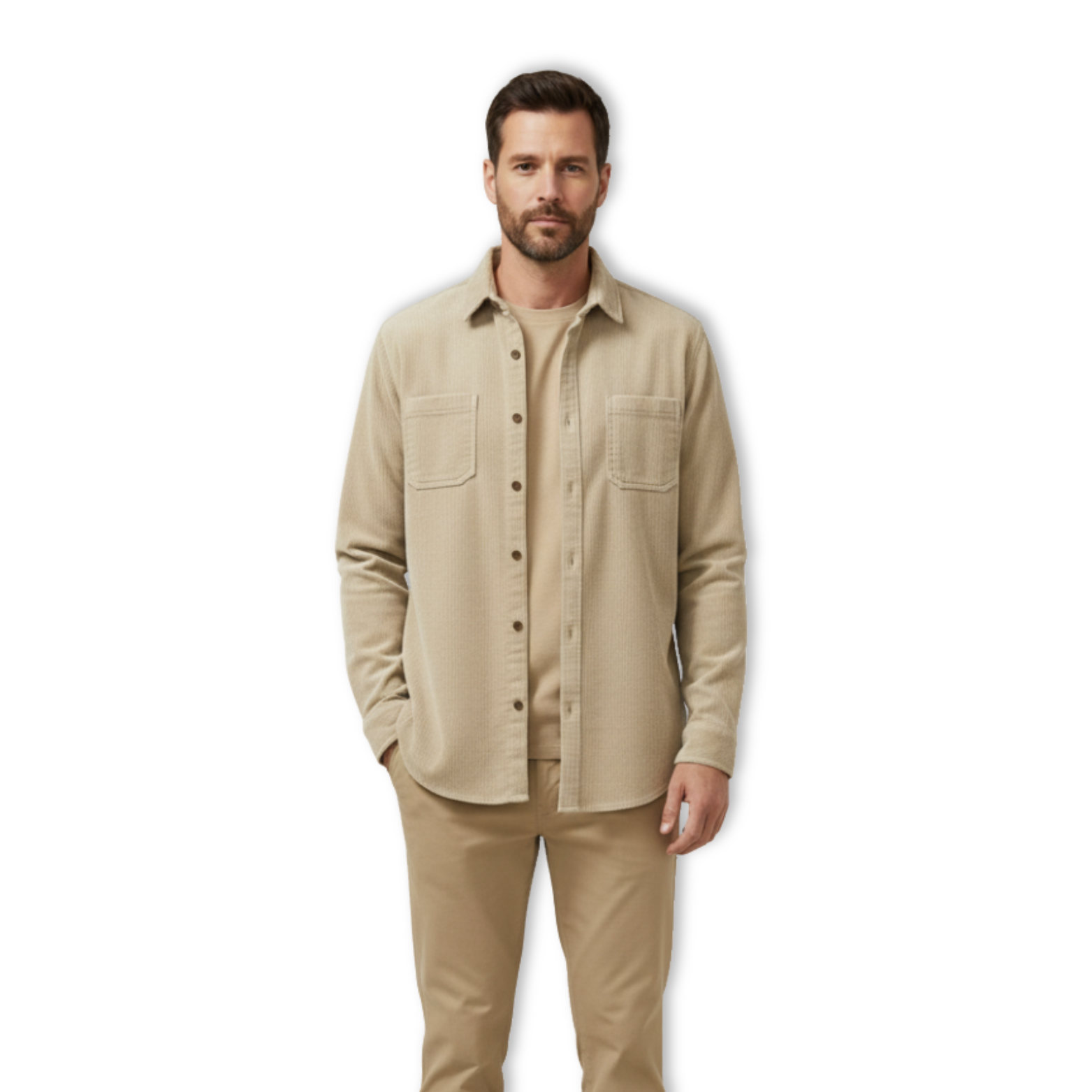 Men's Corduroy Shirt Jacket Long Sleeve Button Down Casual Loose Fit Shacket