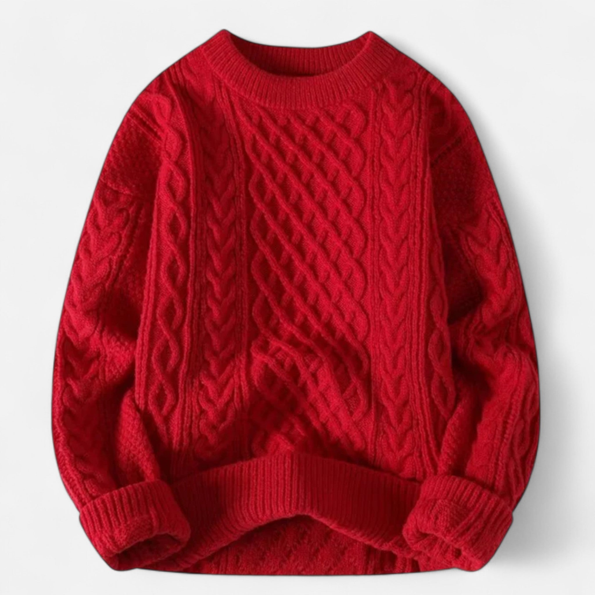 Veroux Mode | Women’s Wool Sweater – Cable Knit Round Neck Elegance