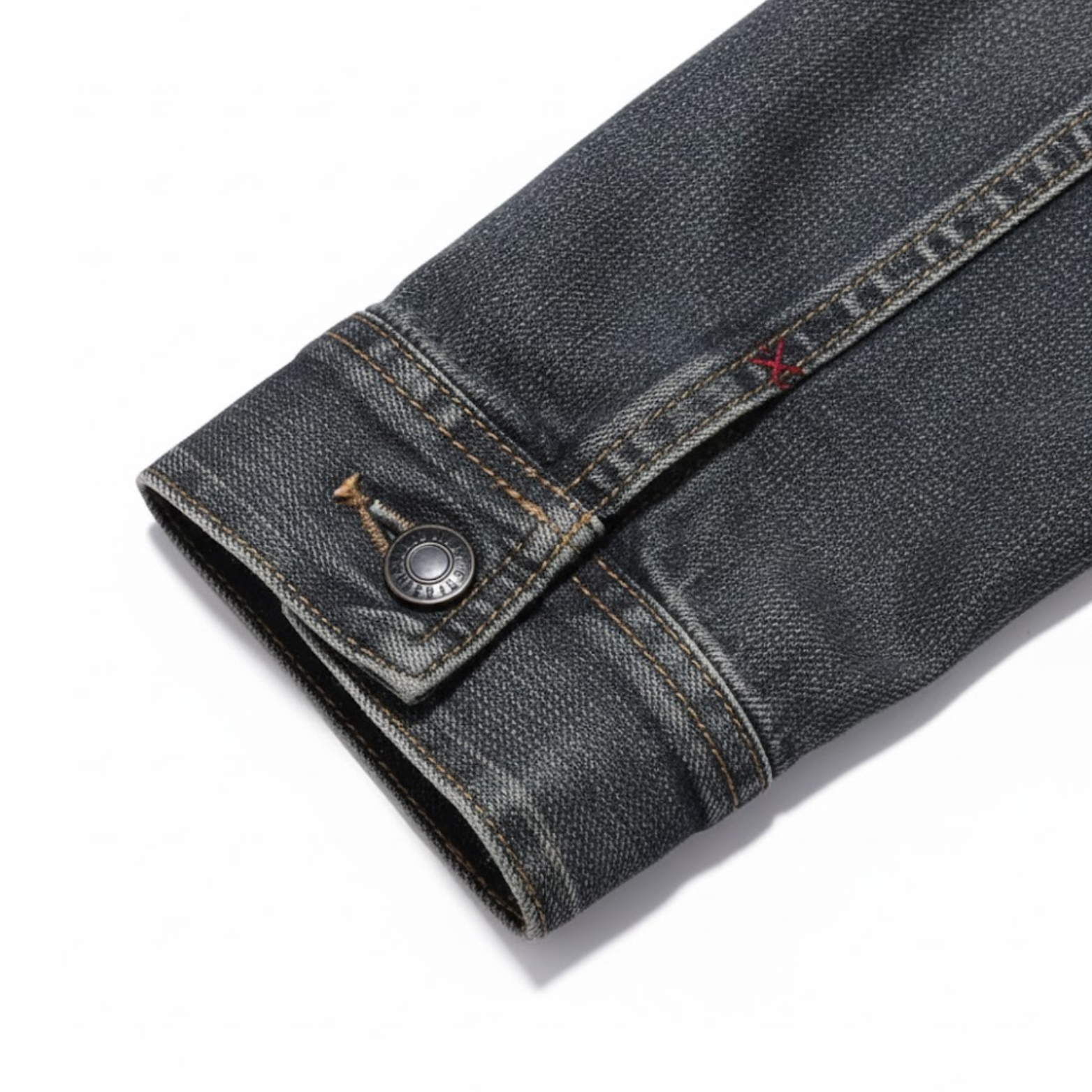 Vintage Denim Jacket with Zip Stand Up Cotton Slim Fit Denim Coat