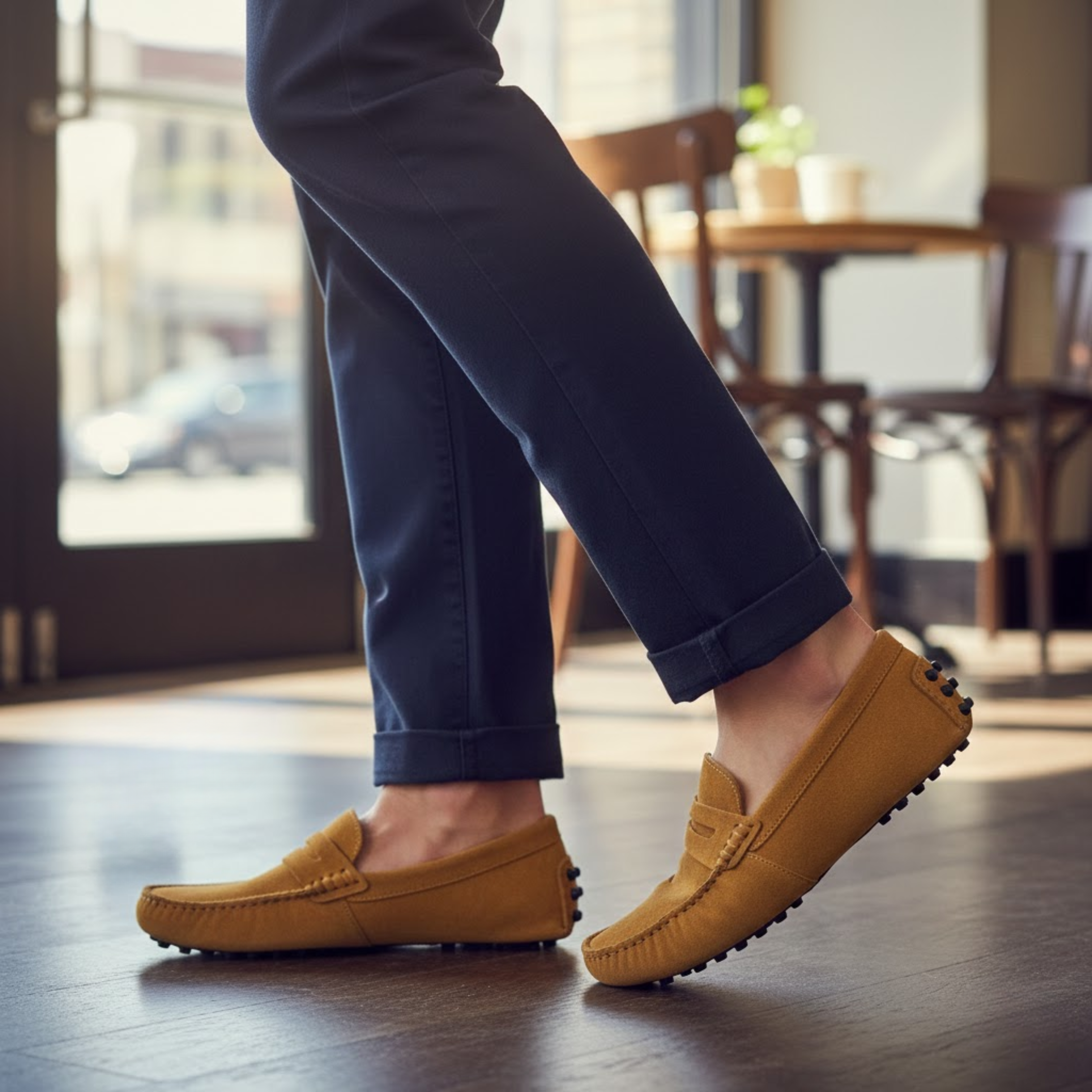 Men's Genuine Suede Leather Loafers Slip-On Driving Shoes Flat Moccasins