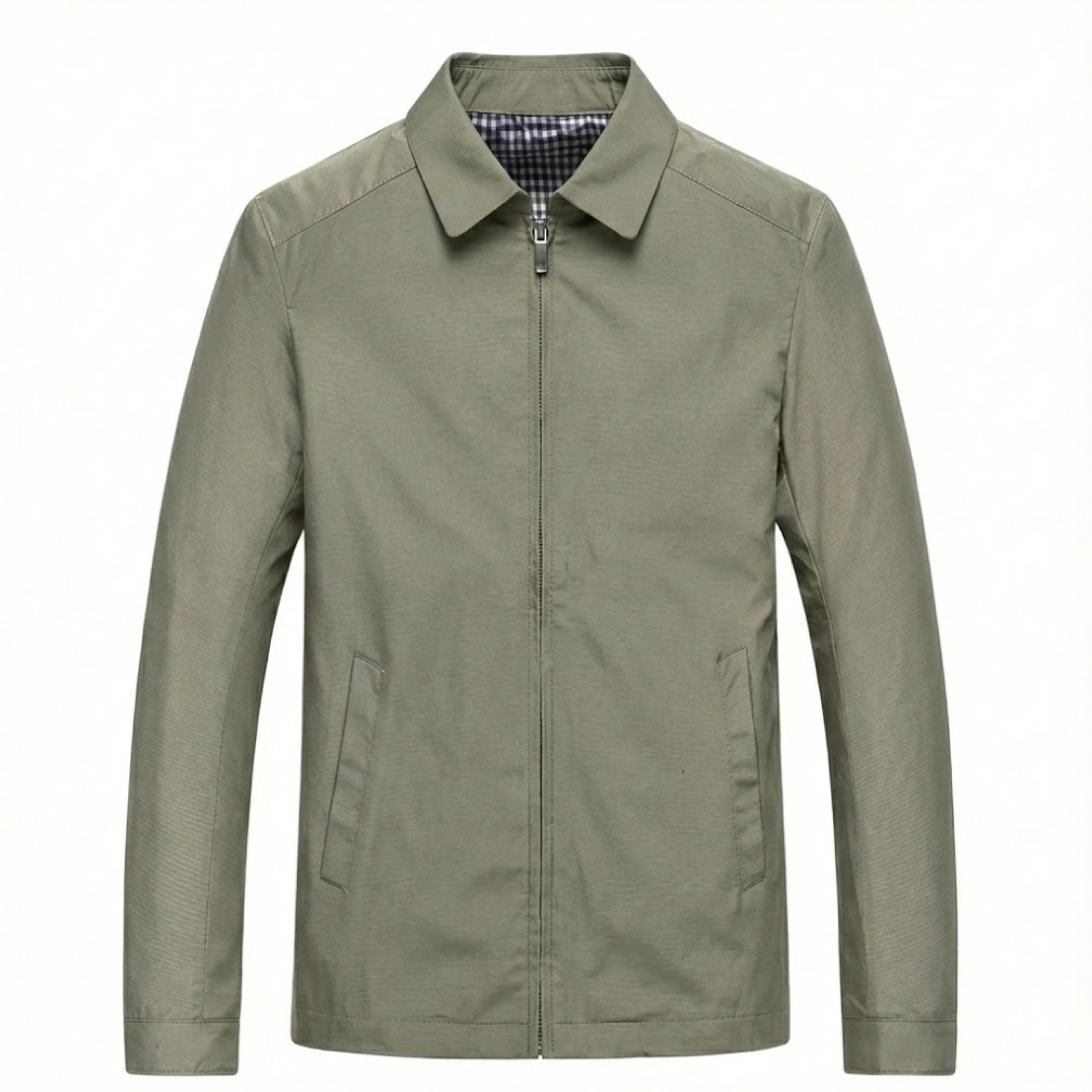 Men's Lightweight Business Work Jacket Zipper Closure Polyester Casual Outerwear Coat