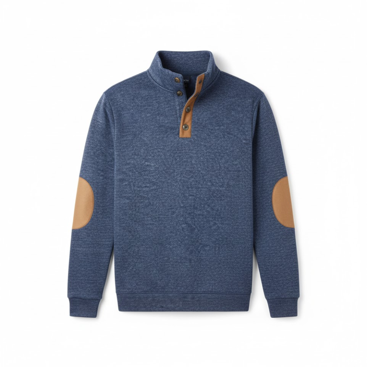 Men's Quarter Button Stand Collar Pullover Patchwork Long Sleeve Leisure Sweatshirt