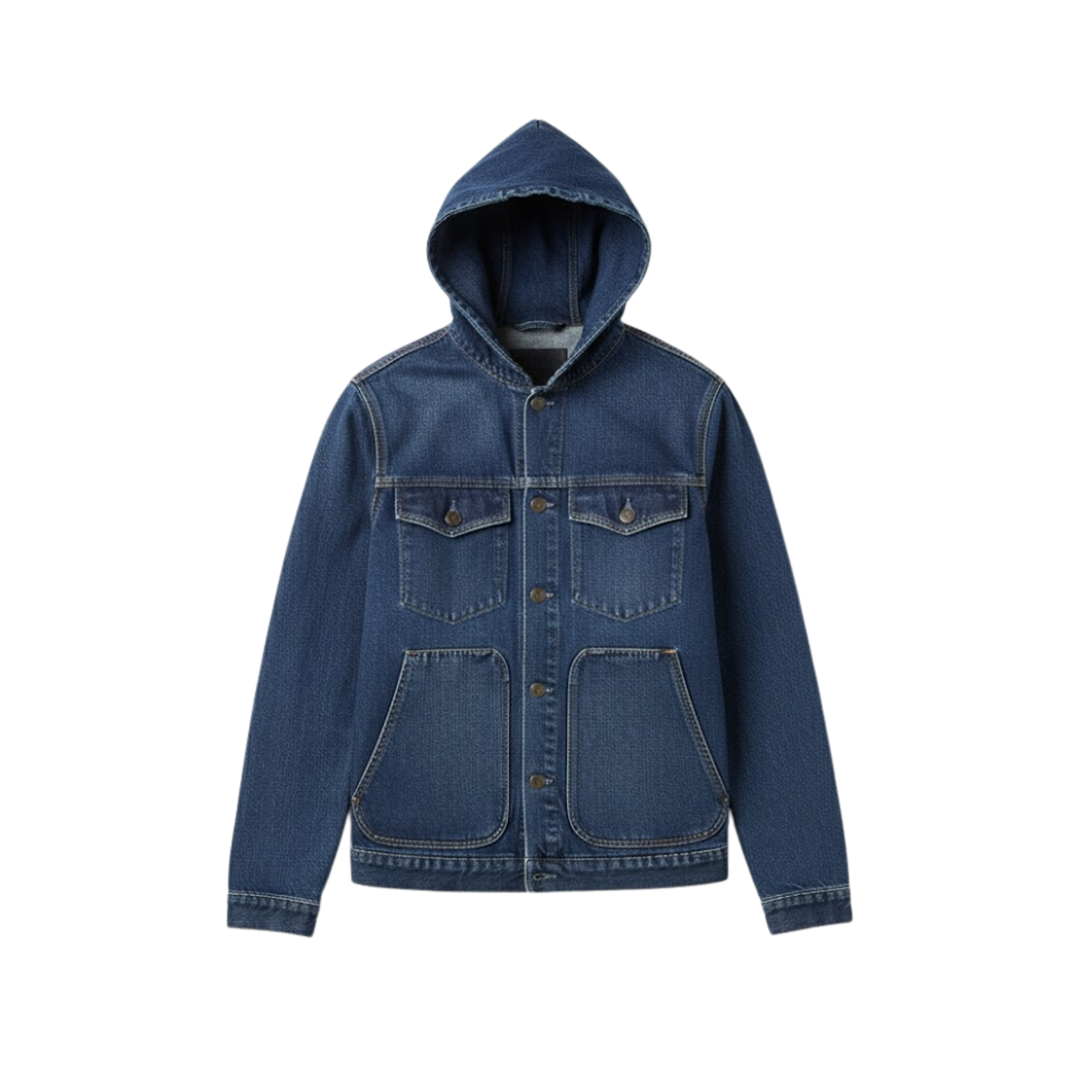 Men Hooded Denim Jacket Windproof Casual Coats