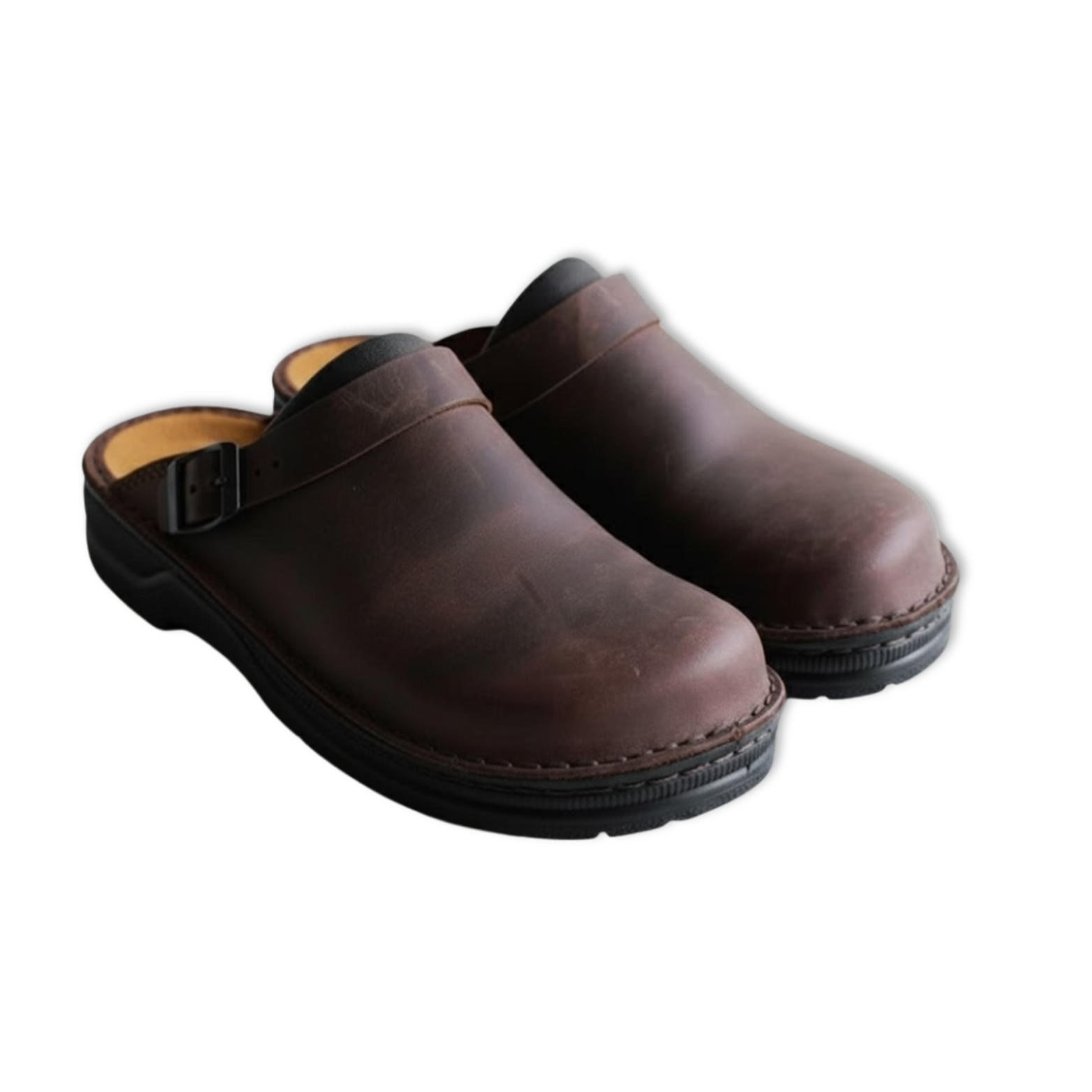 Men Retro Suede Slippers Adjustable Buckle Thick Bottom Mules Clogs