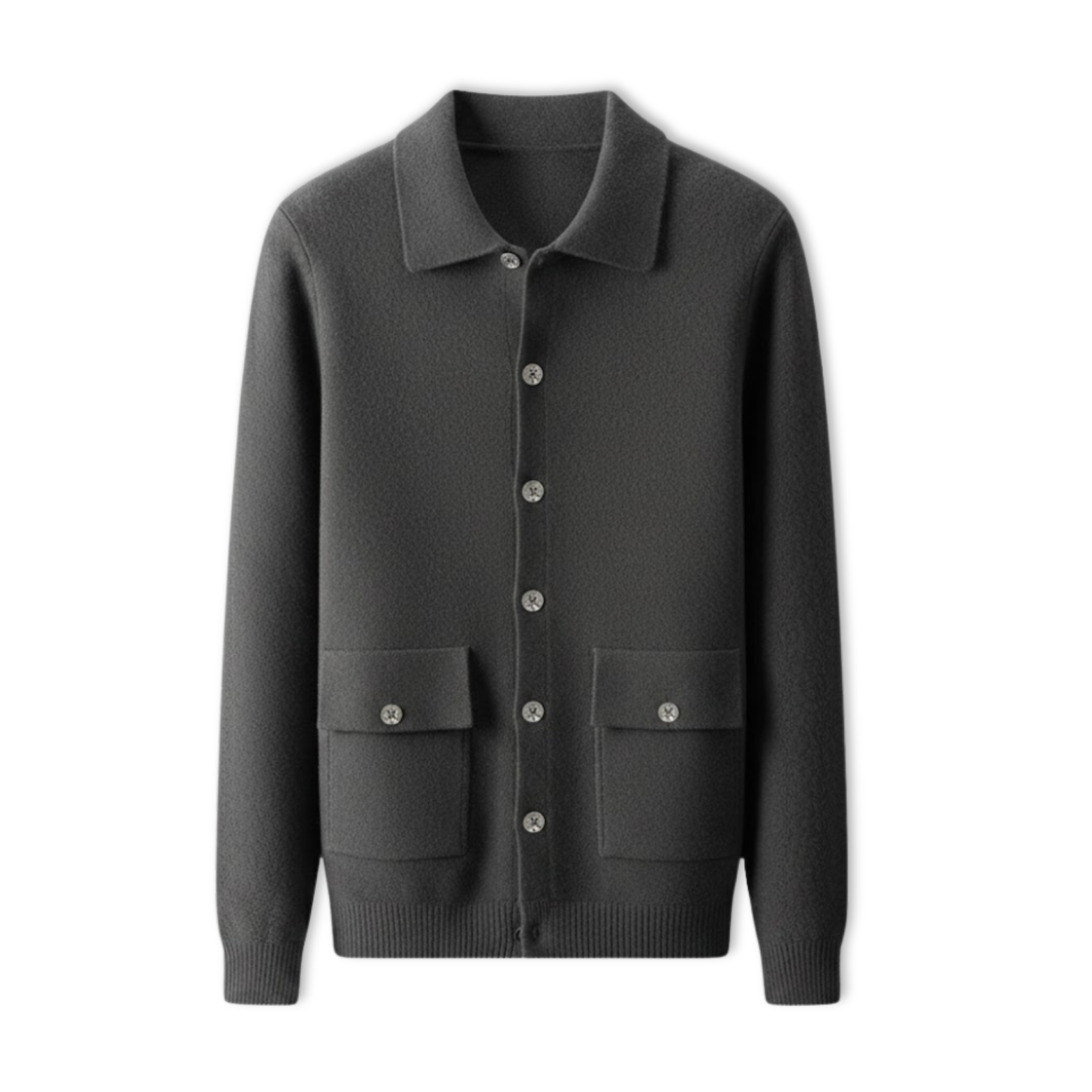 Men's 100% Cashmere POLO Collar Knitted Cardigan