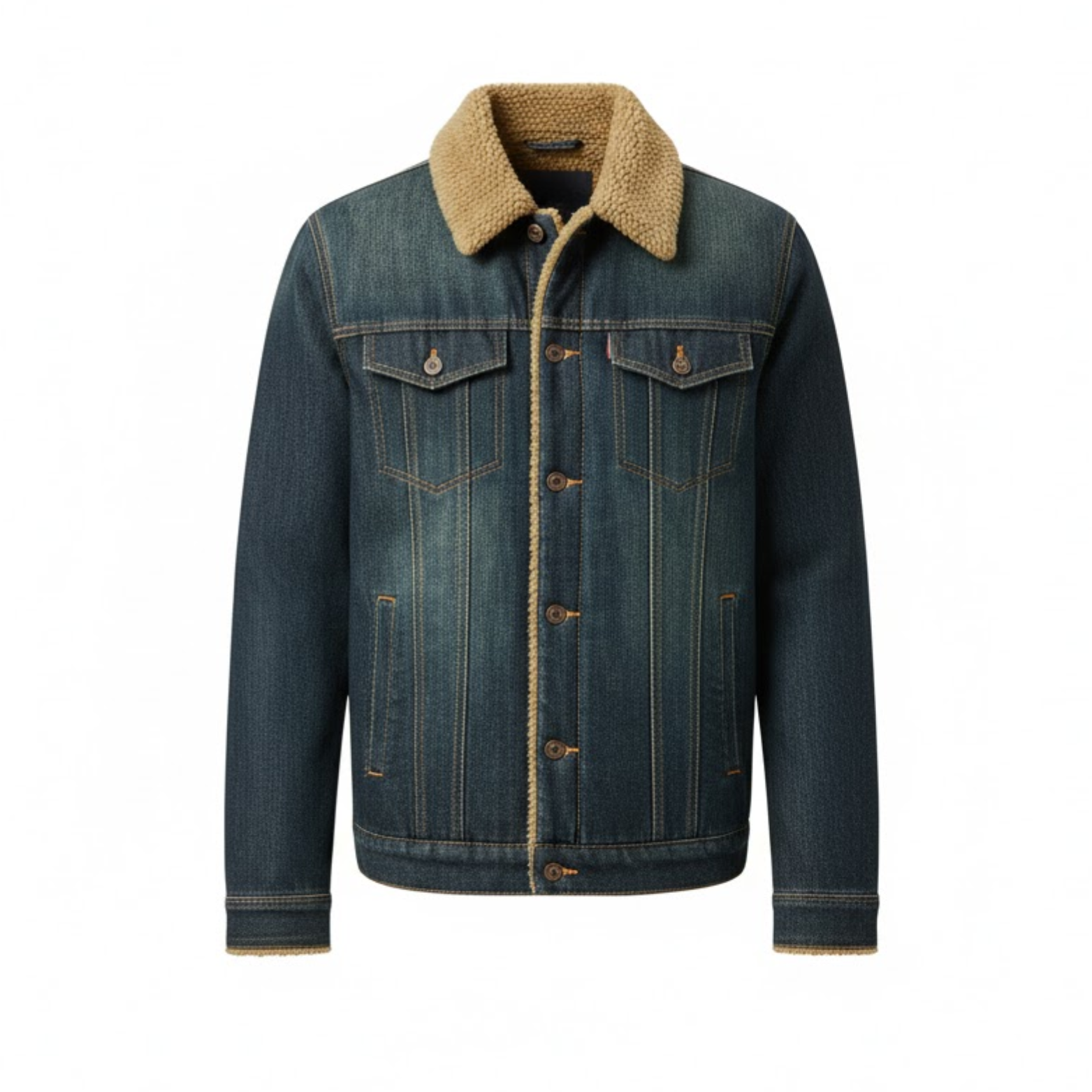 Men's Fleece Lined Denim Jacket Slim Fit Cotton Winter Outerwear Jeans Coat