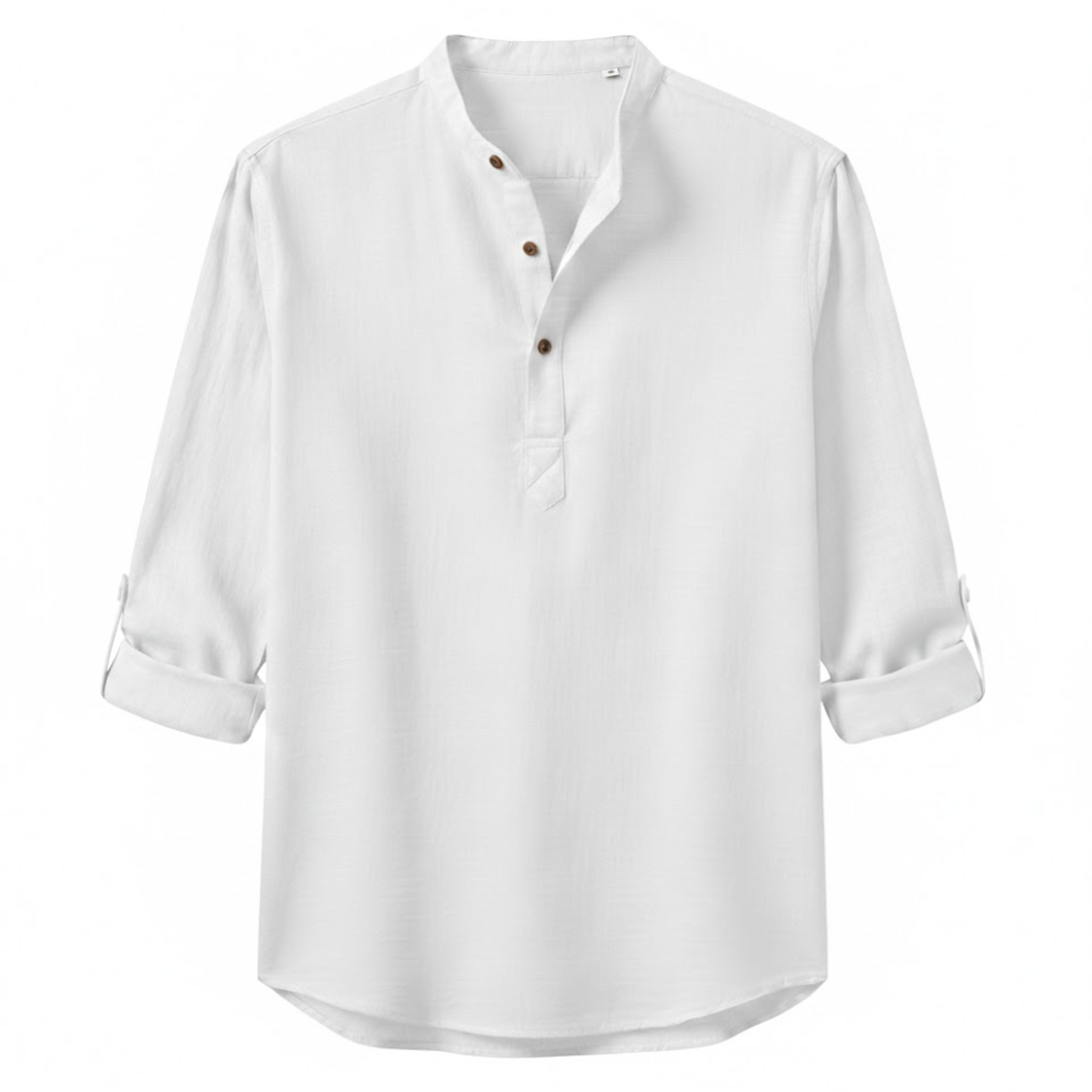 Men's Cotton Linen Henley Shirt Long Sleeve Breathable Casual Beach Button Top