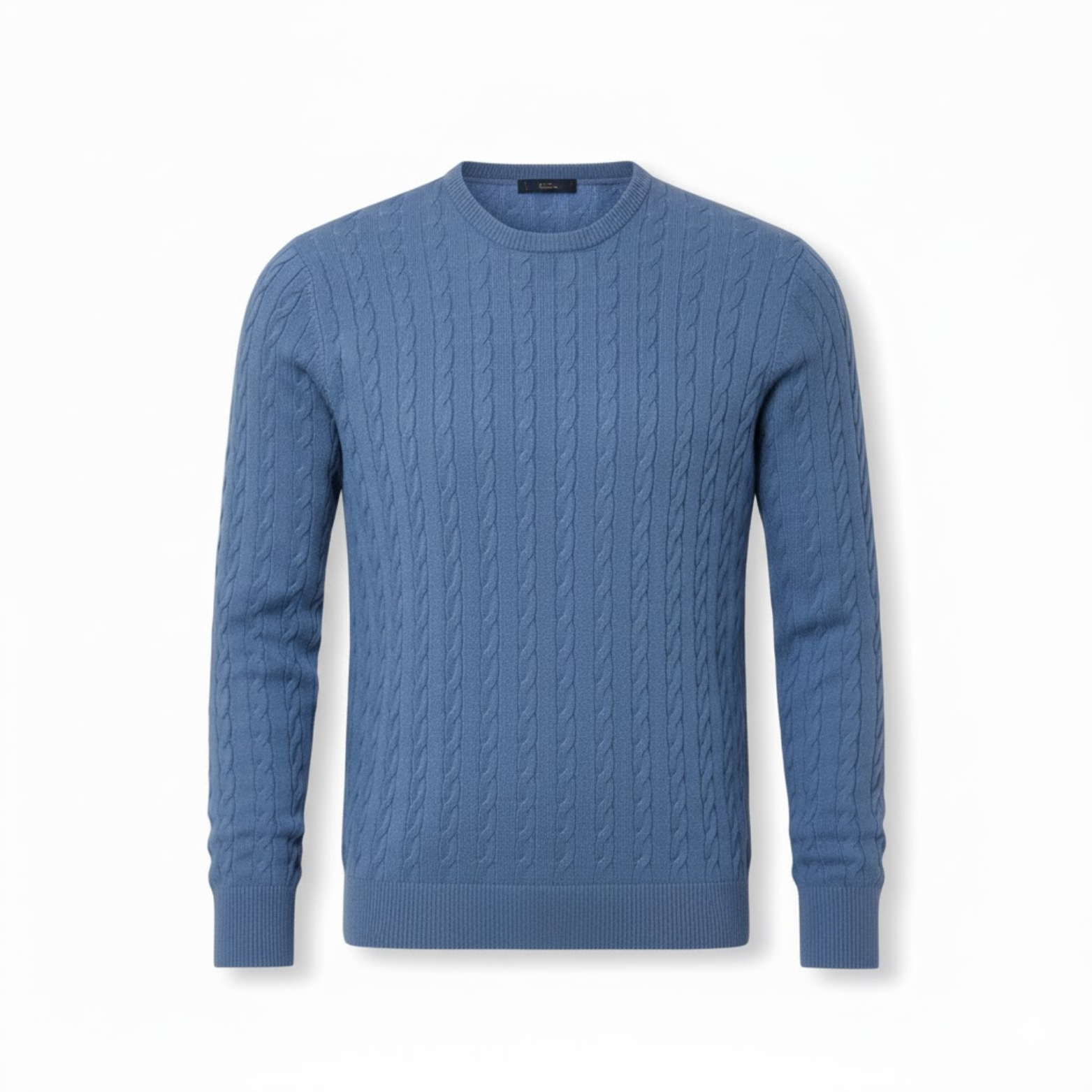 Men's Cable Knit Pullover Sweater Soft Viscose Blend Crew Neck Casual Jumper