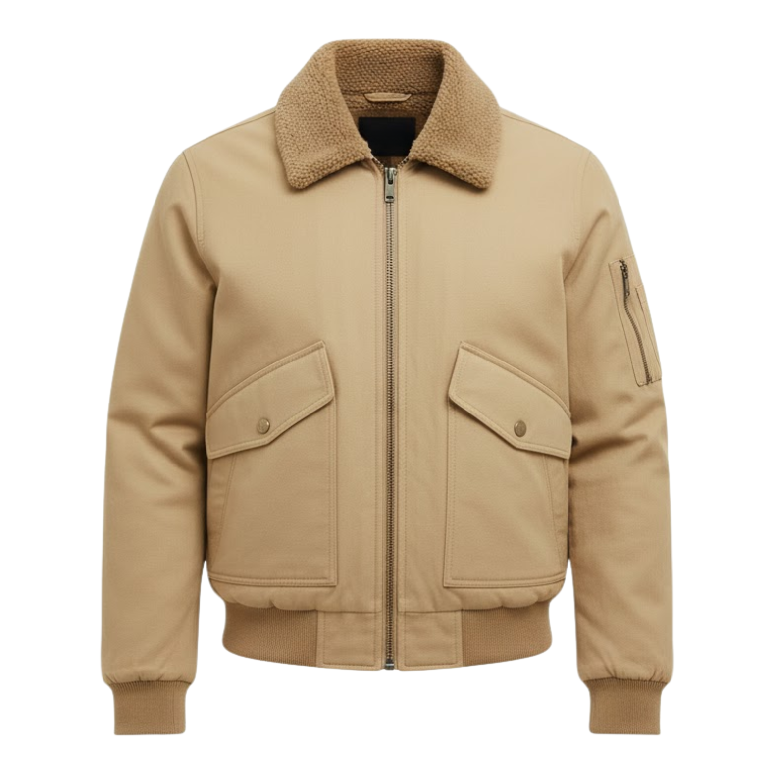 Men's Cotton Bomber Jacket Fleece Lined Loose Fit Casual Zip Up Outerwear Coat