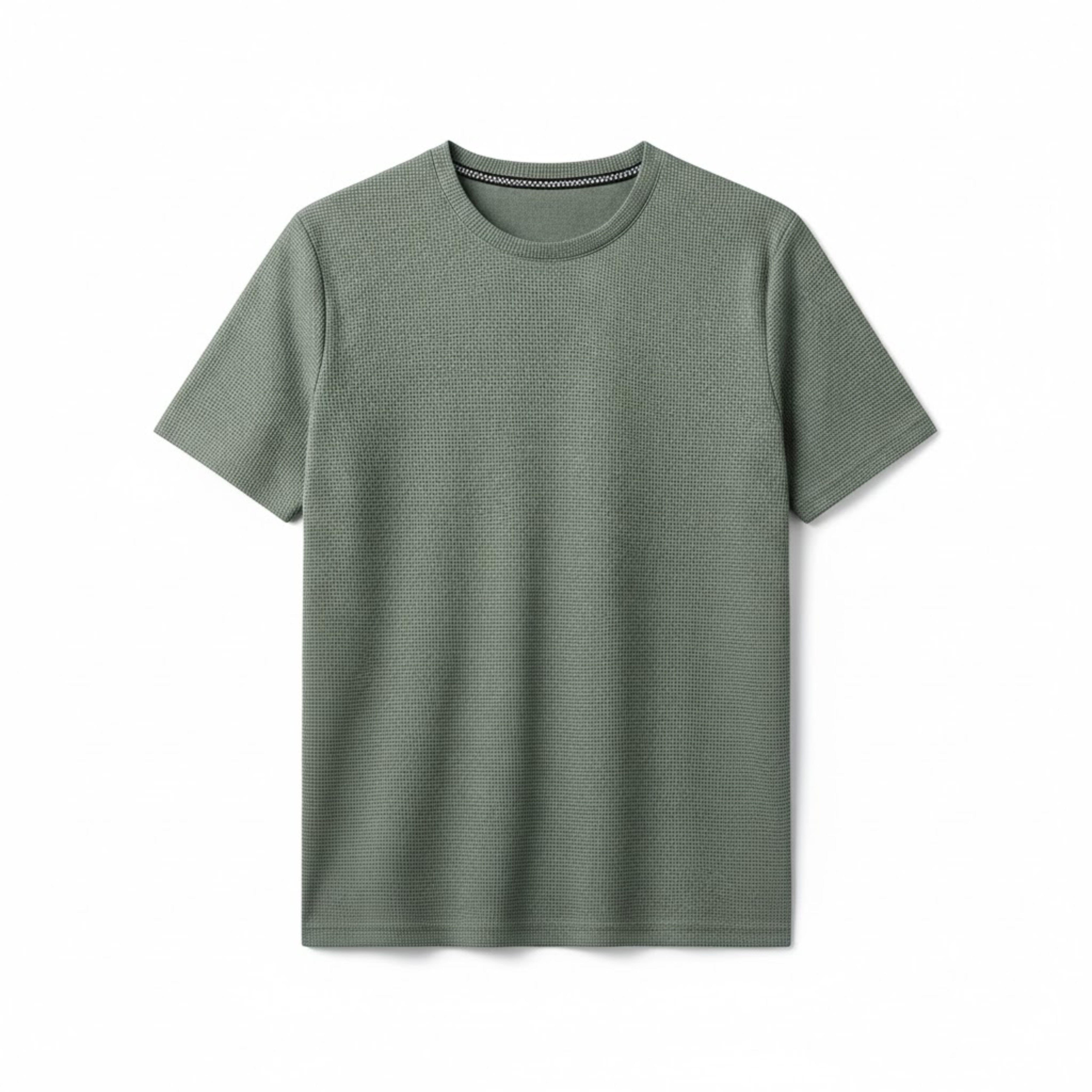 Men's Waffle Knit T-Shirt Short Sleeve Crew Neck Breathable Casual Pullover Top