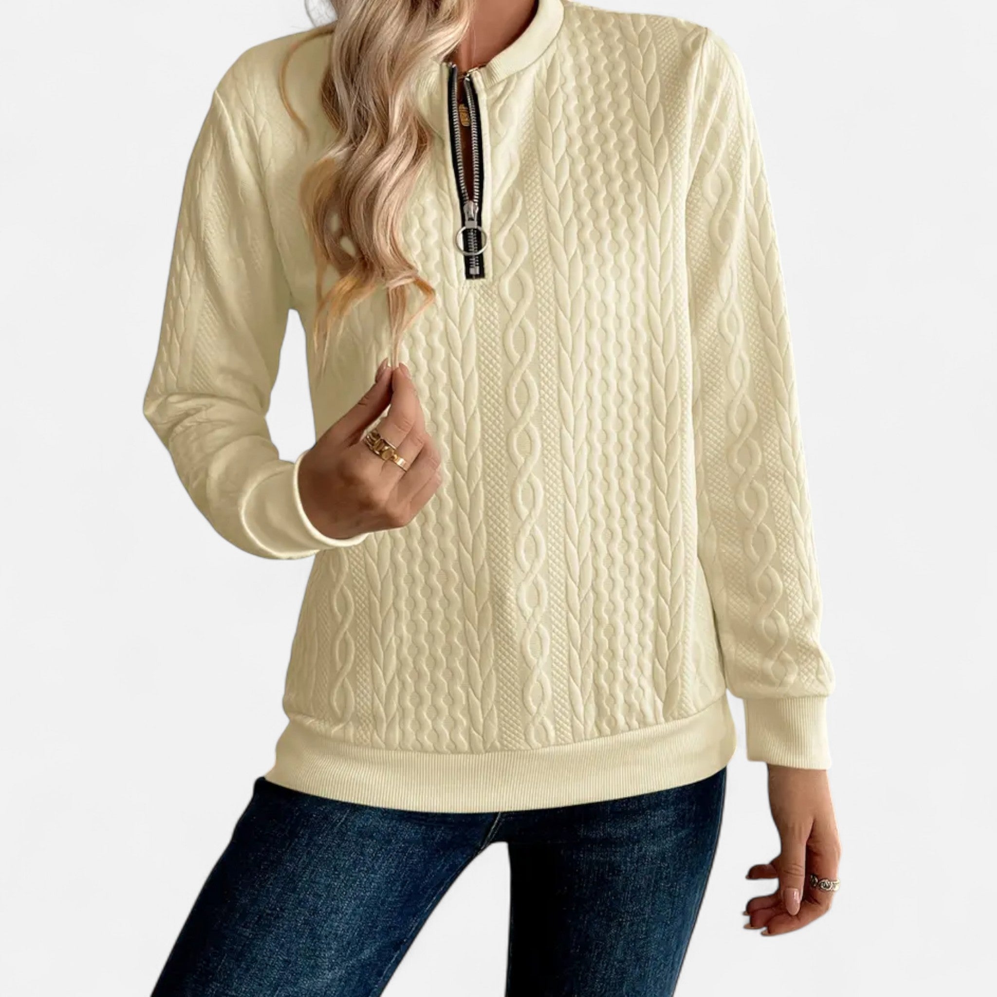Veroux Mode | Women’s Textured Knit Zip Sweater