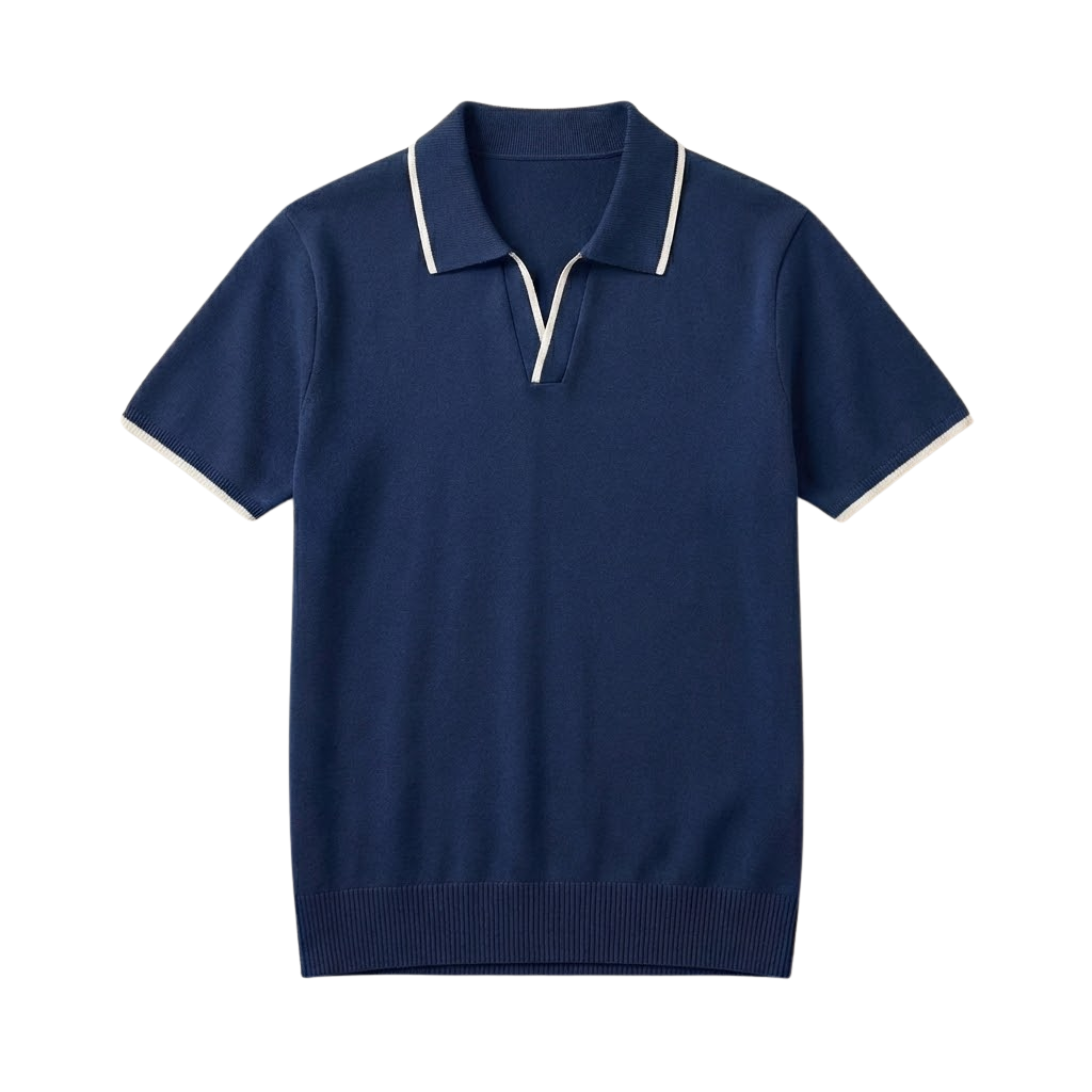 Men's Knit Polo Shirt Short Sleeve Cotton Polyester Blend Slim Fit Smart Casual Top