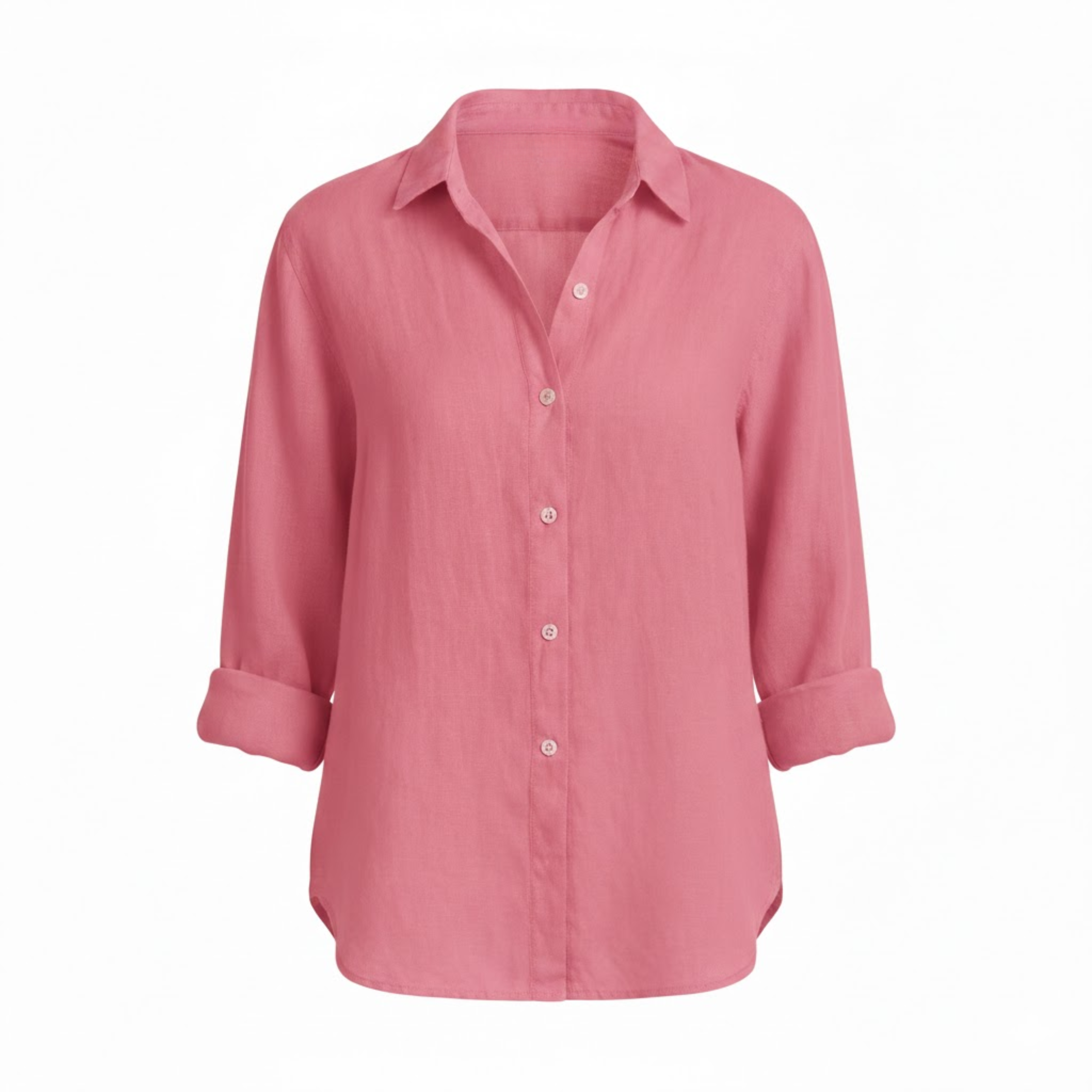 Women's Cotton Linen T-Shirt Half Sleeve Turn-Down Collar Loose Fit Casual Tee Top