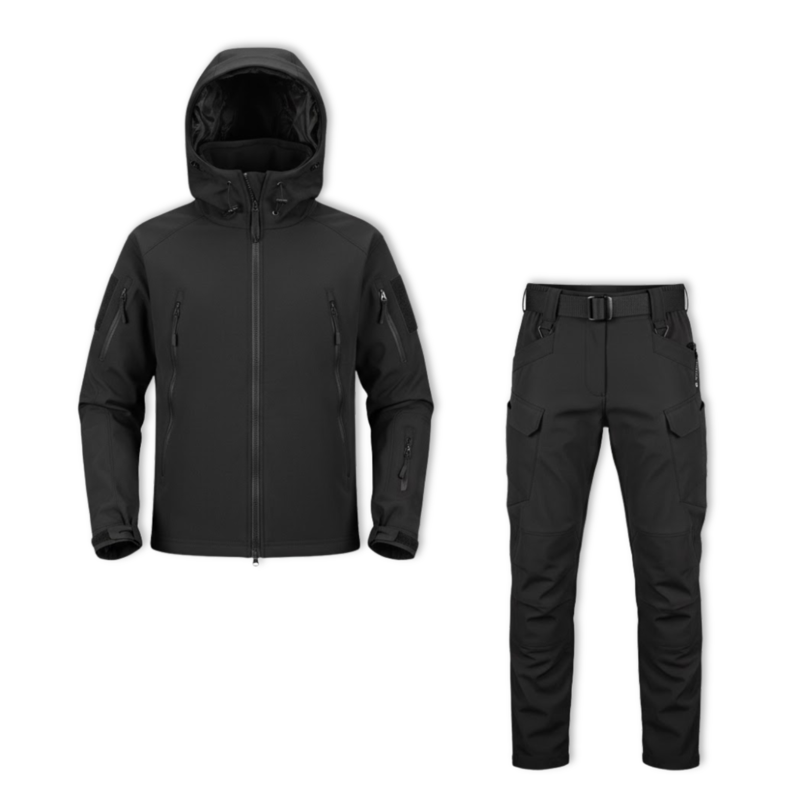 Men Outdoor Soft Shell Tactical Jackets Sets Fleece Cargo Pant