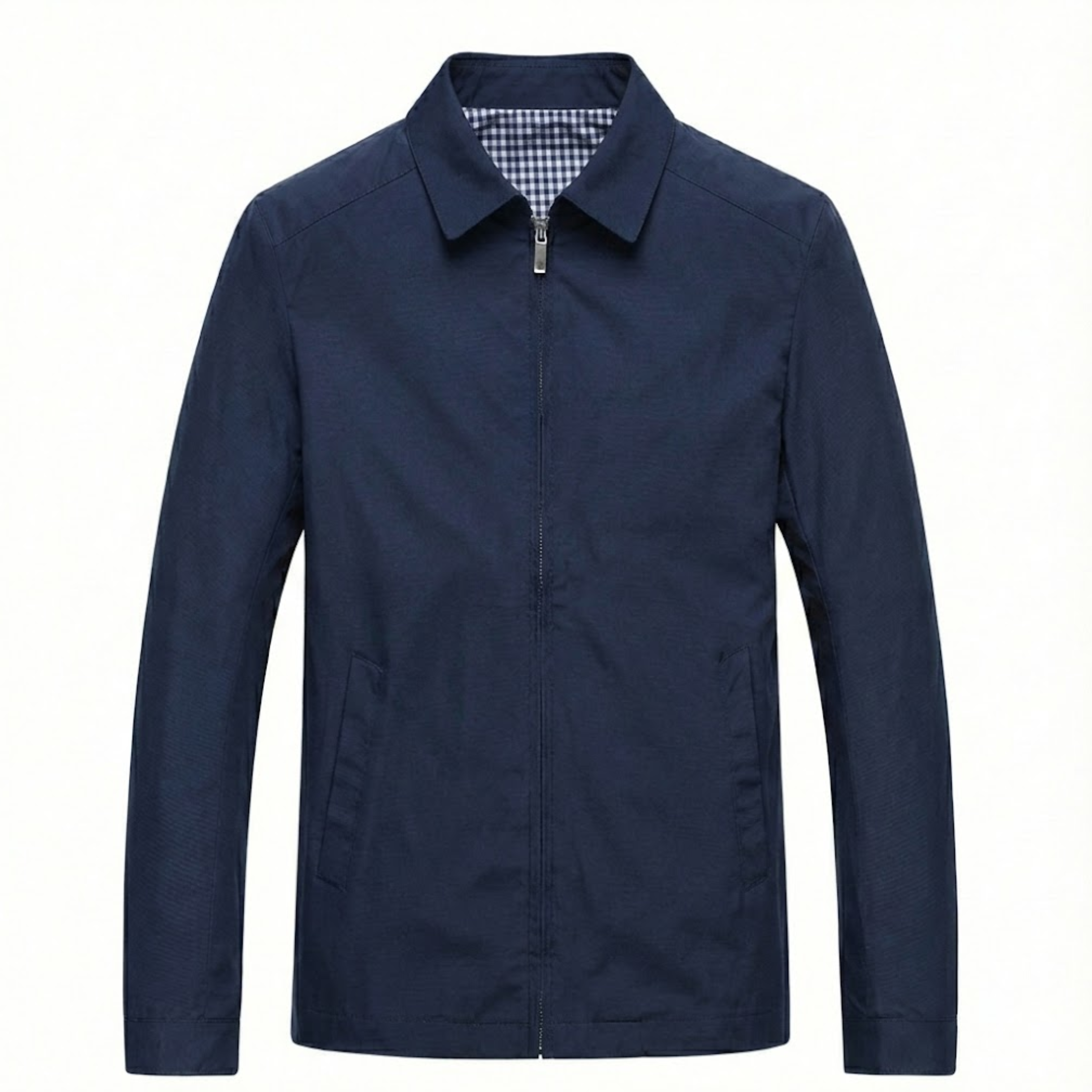 Men's Lightweight Business Work Jacket Zipper Closure Polyester Casual Outerwear Coat