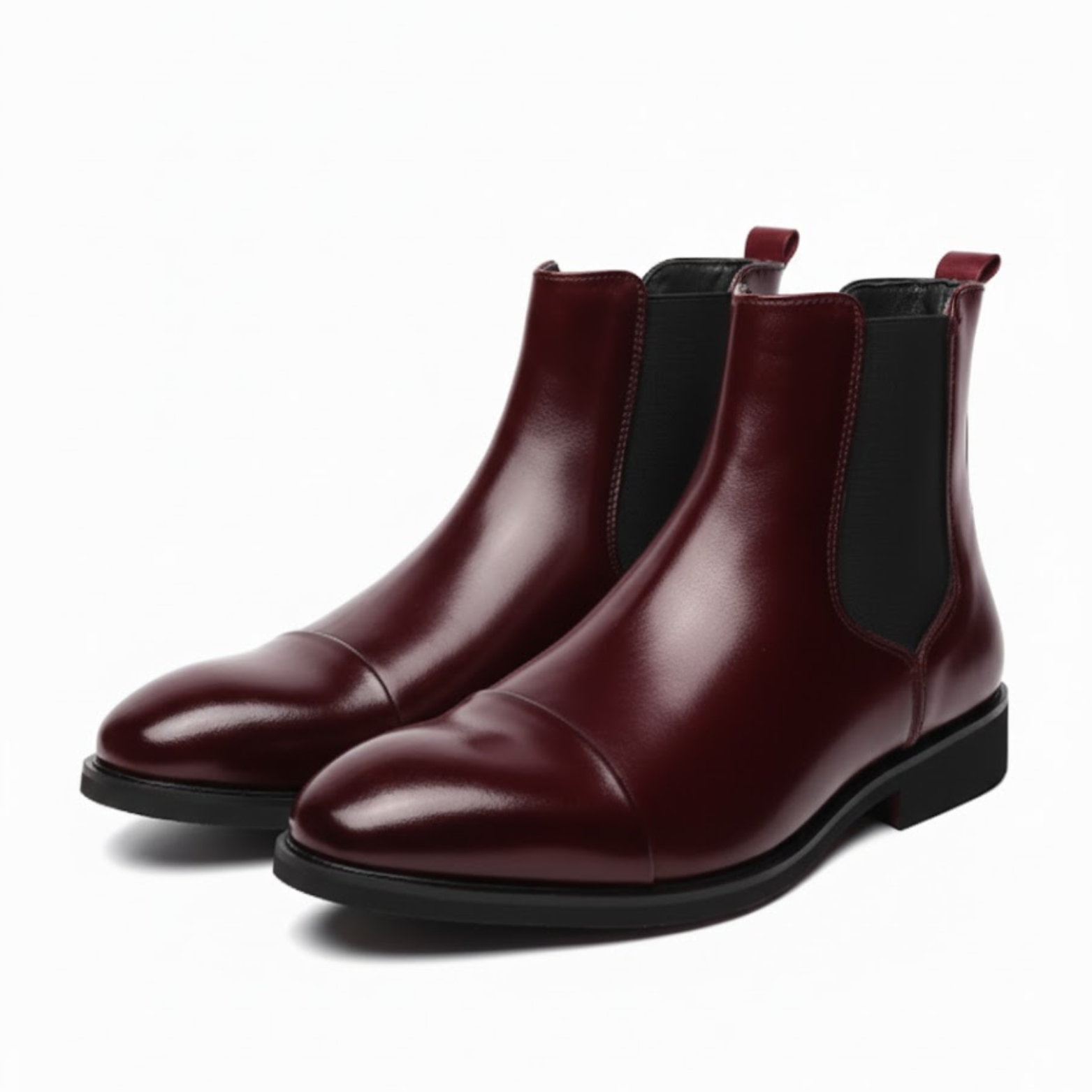 Men's Red Sole Pointed Toe Ankle Boots Leather Chelsea Boot