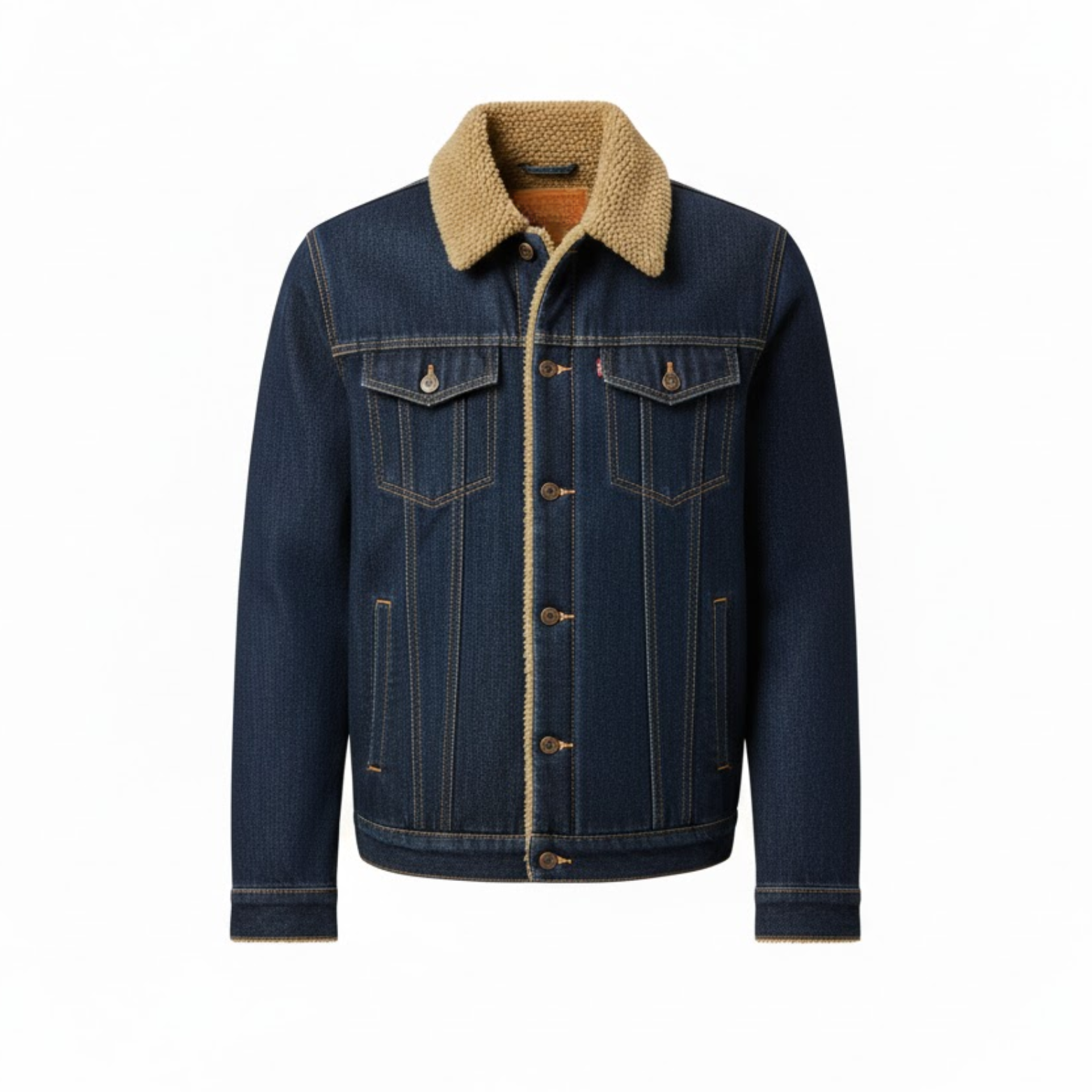 Men's Fleece Lined Denim Jacket Slim Fit Cotton Winter Outerwear Jeans Coat