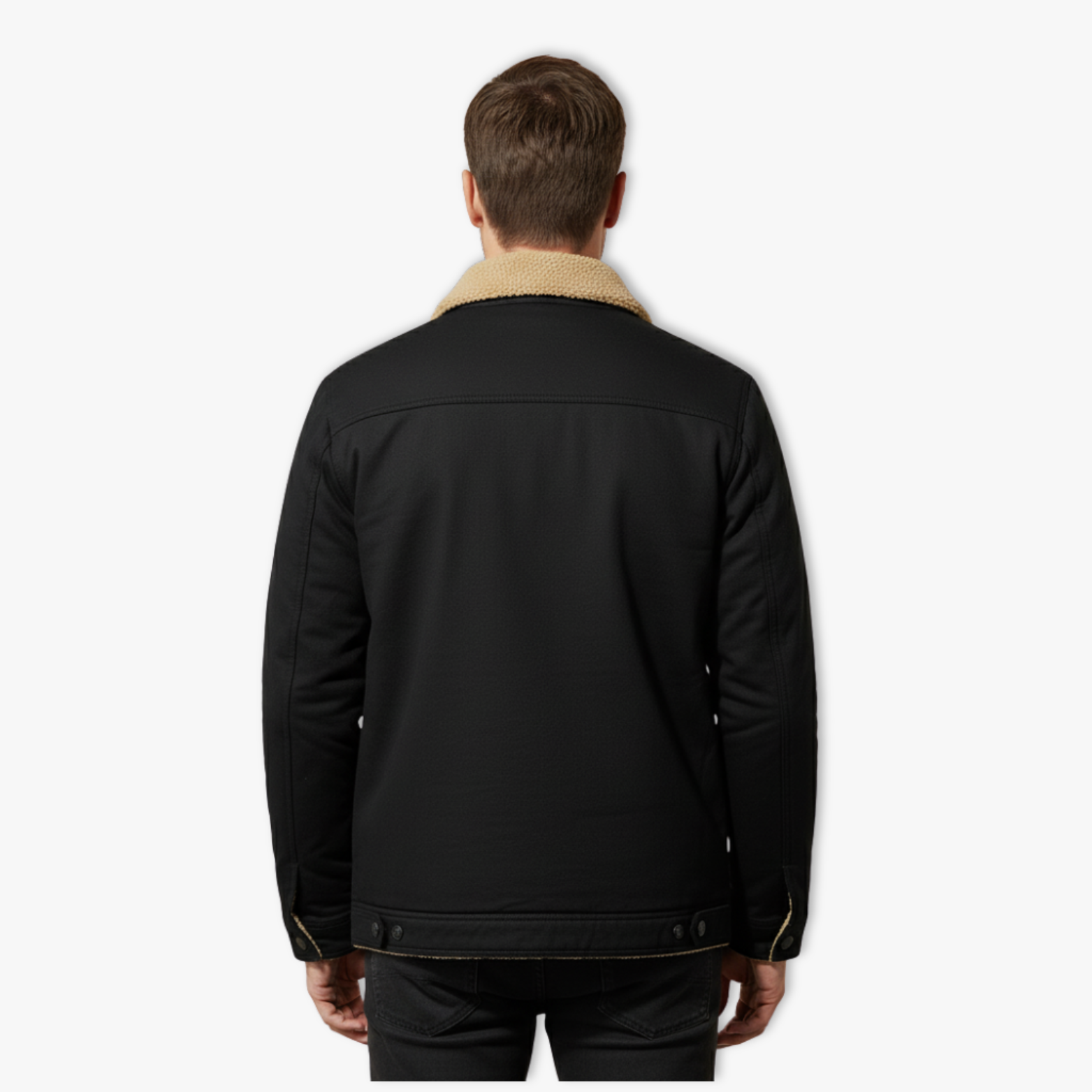 Men's Winter Faux Shearling Lined Warm Coat Buttoned Parka Casual Tops