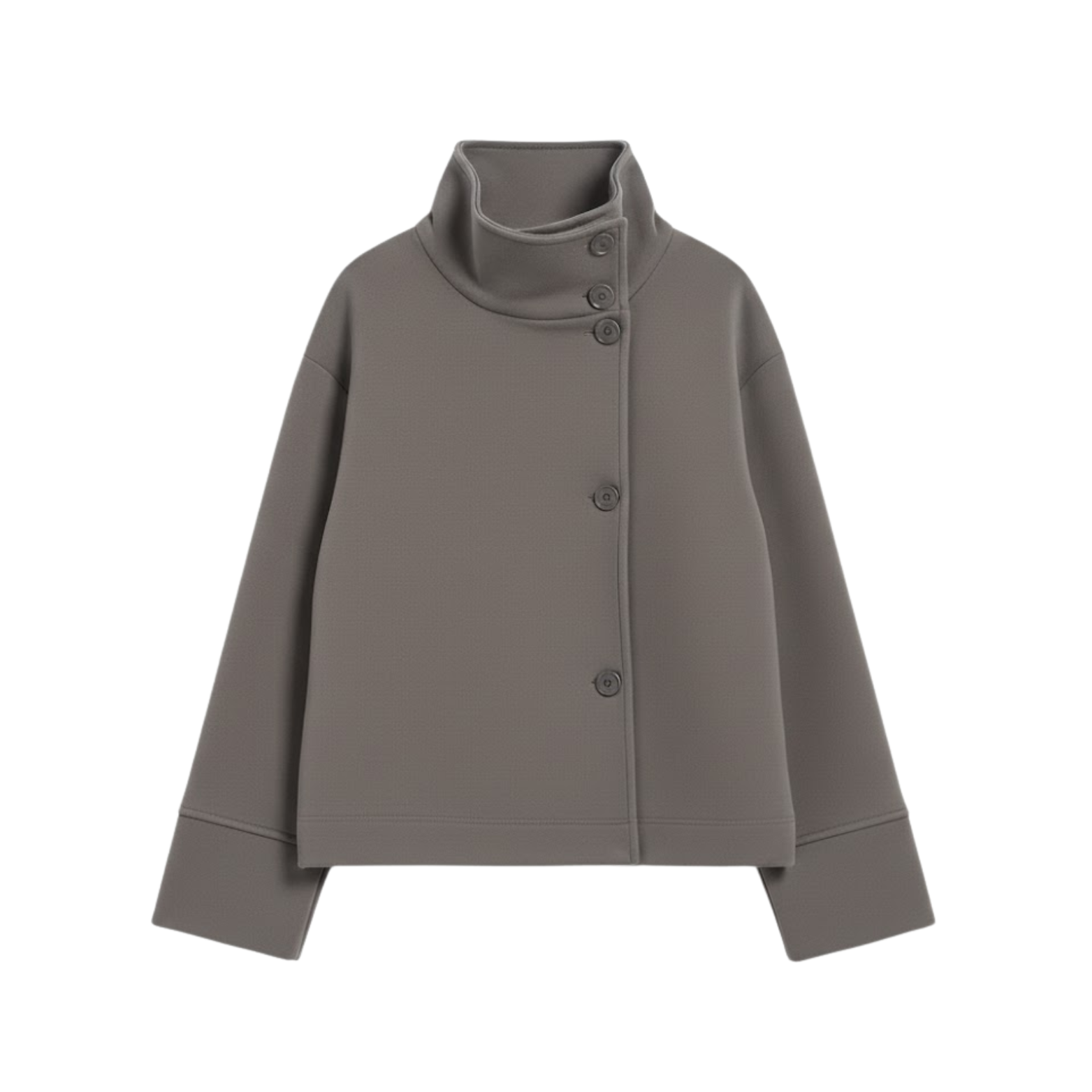 Women's Loose Woolen Stand Collar Jacket Single Breasted Long Sleeve Streetwear Coat