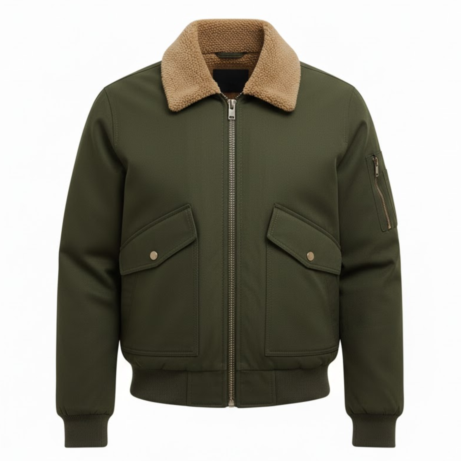 Men's Cotton Bomber Jacket Fleece Lined Loose Fit Casual Zip Up Outerwear Coat