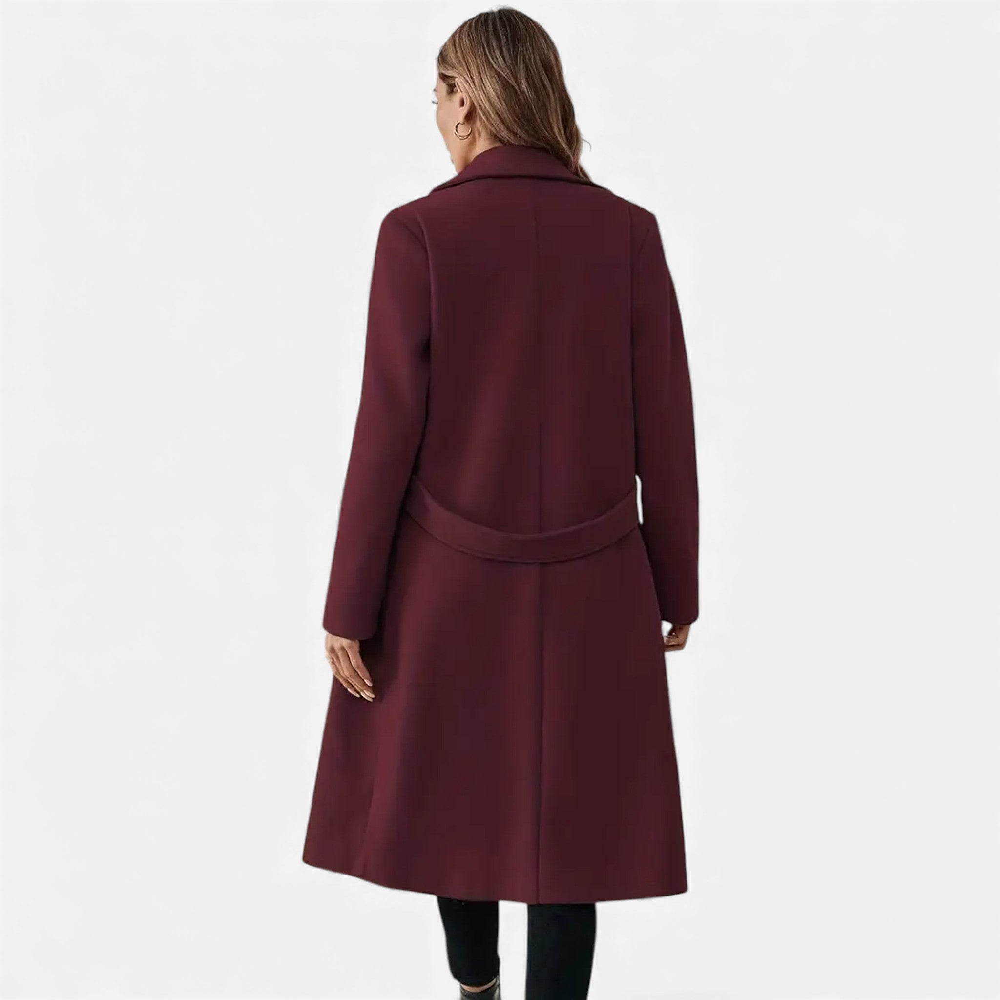 Veroux Mode | Women’s Tweed Coat – Long Belted Elegance