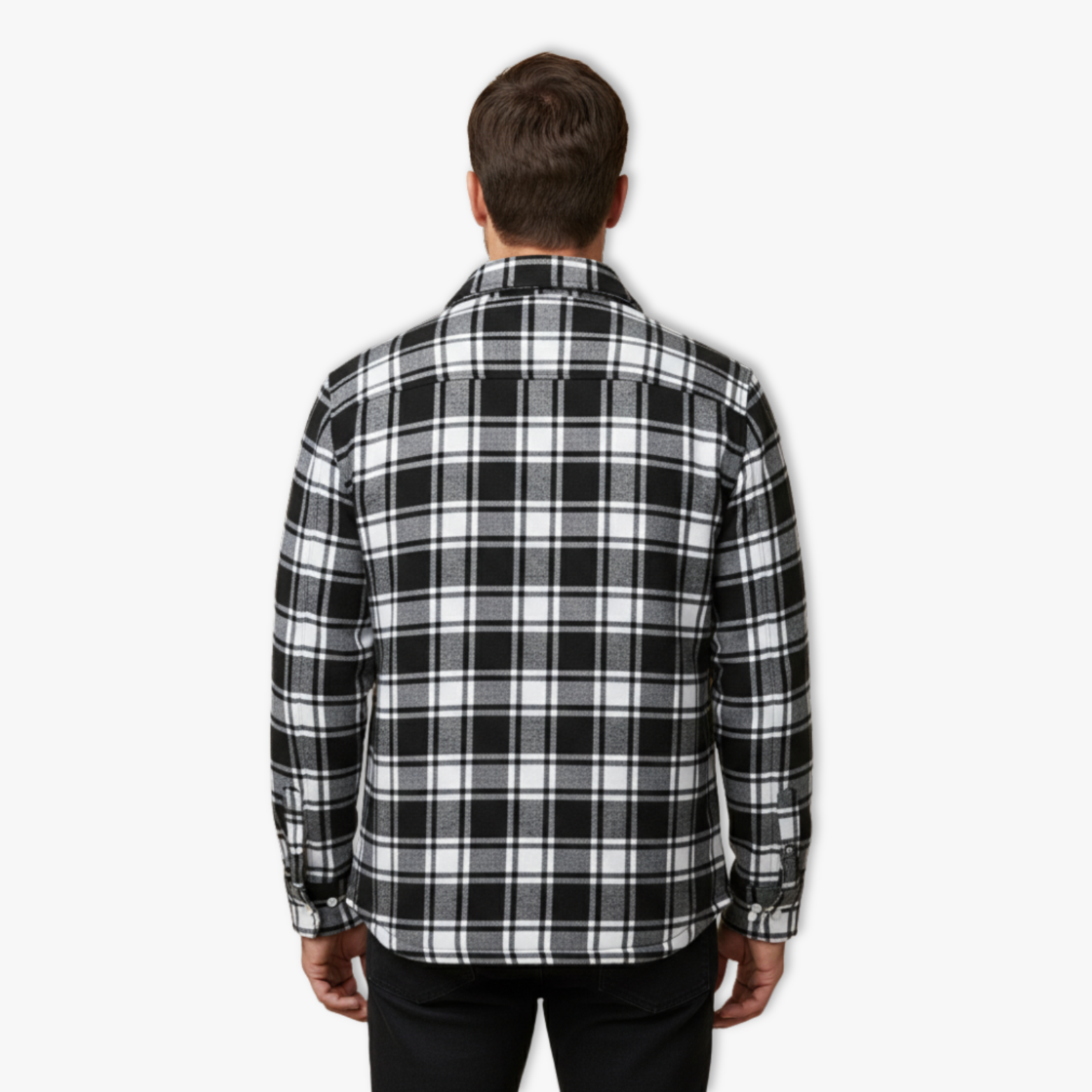 Mens Flannel Cotton Jackets Plaid Fleece Lining Cargo Work Coats