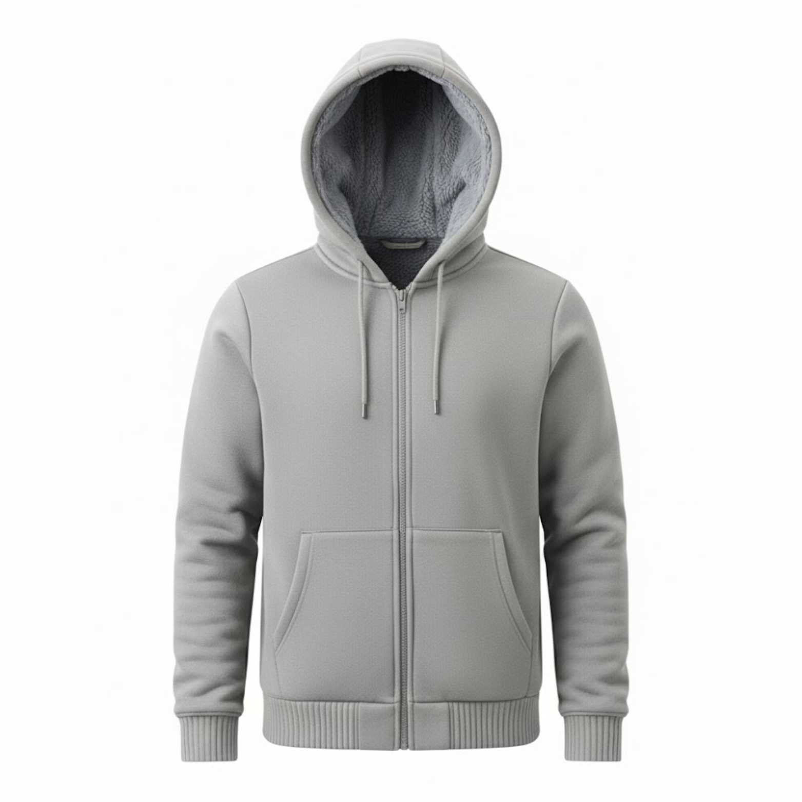 Men's Fleece Lined Zip Up Hoodie Thickened Oversized Hooded Sweatshirt Jacket