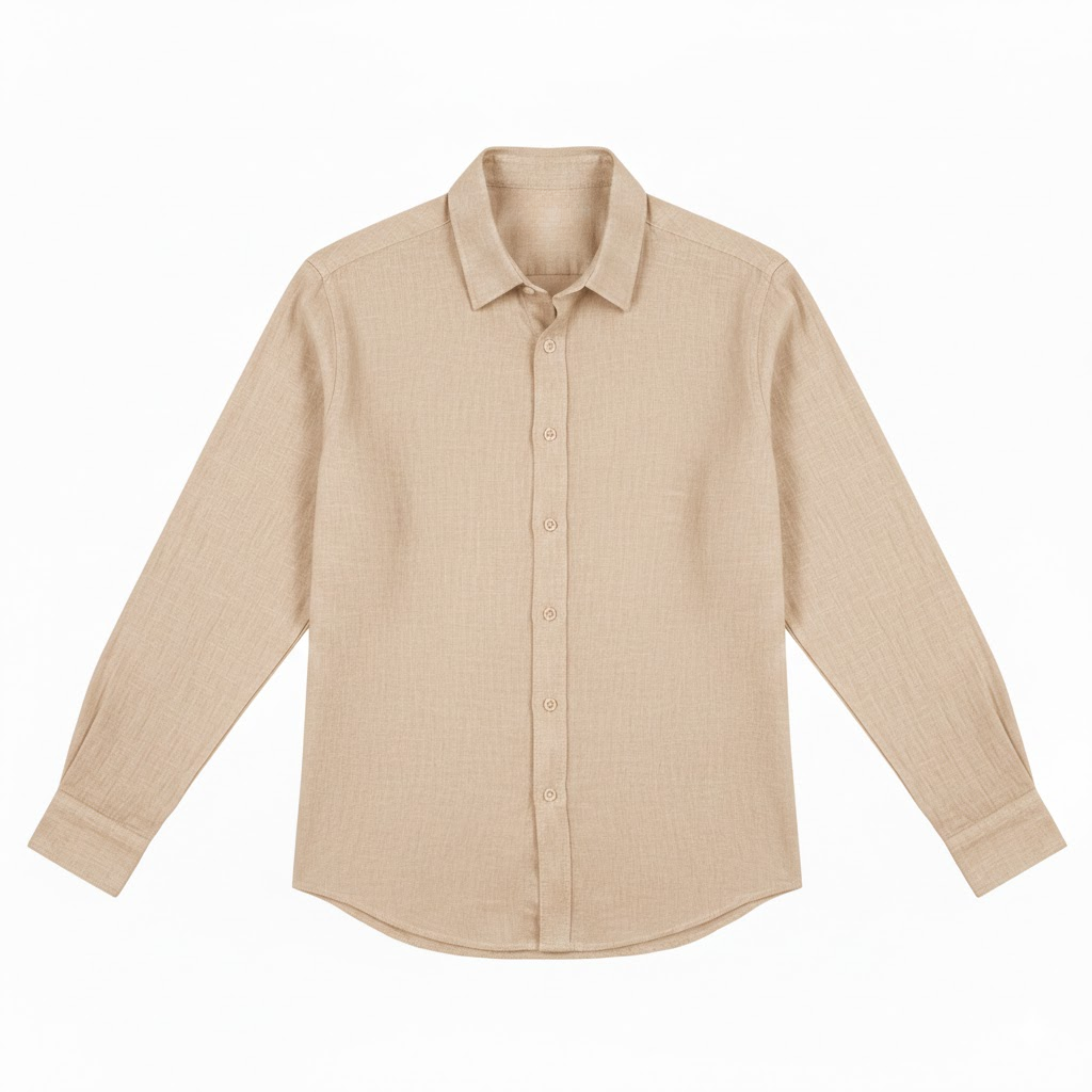 Men's Cotton Linen Shirt Long Sleeve Turn-Down Collar Casual Single Breasted Top