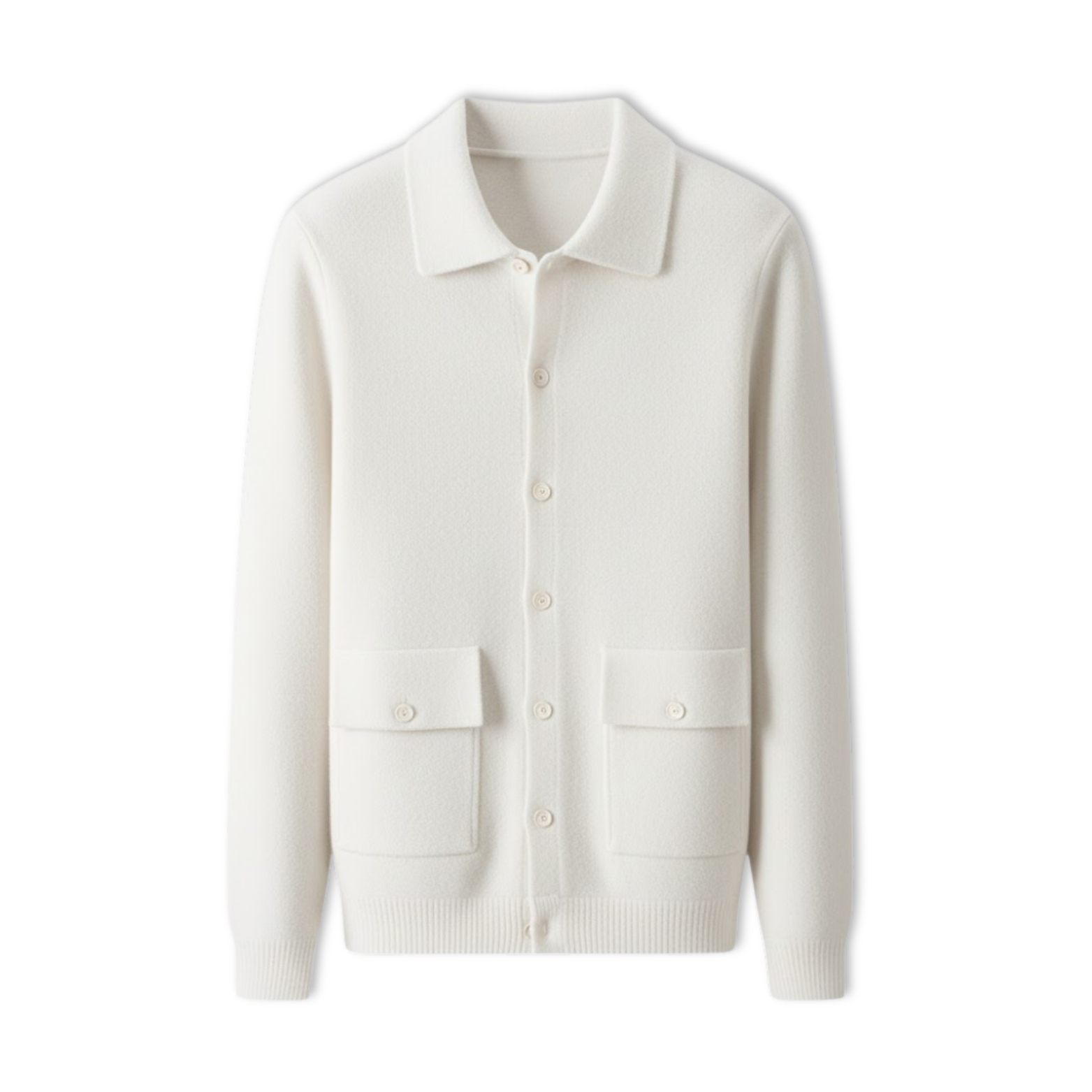 Men's 100% Cashmere POLO Collar Knitted Cardigan