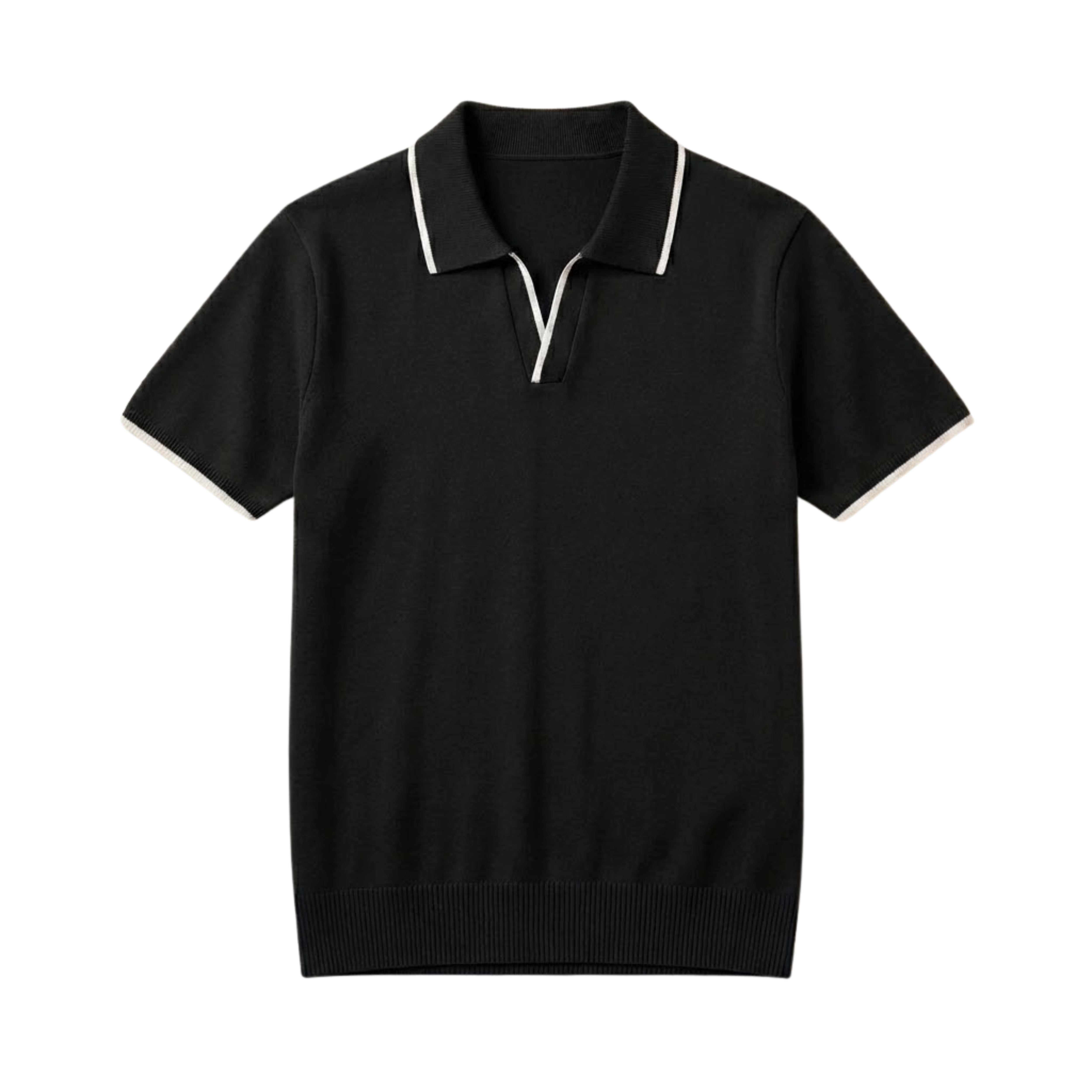 Men's Knit Polo Shirt Short Sleeve Cotton Polyester Blend Slim Fit Smart Casual Top