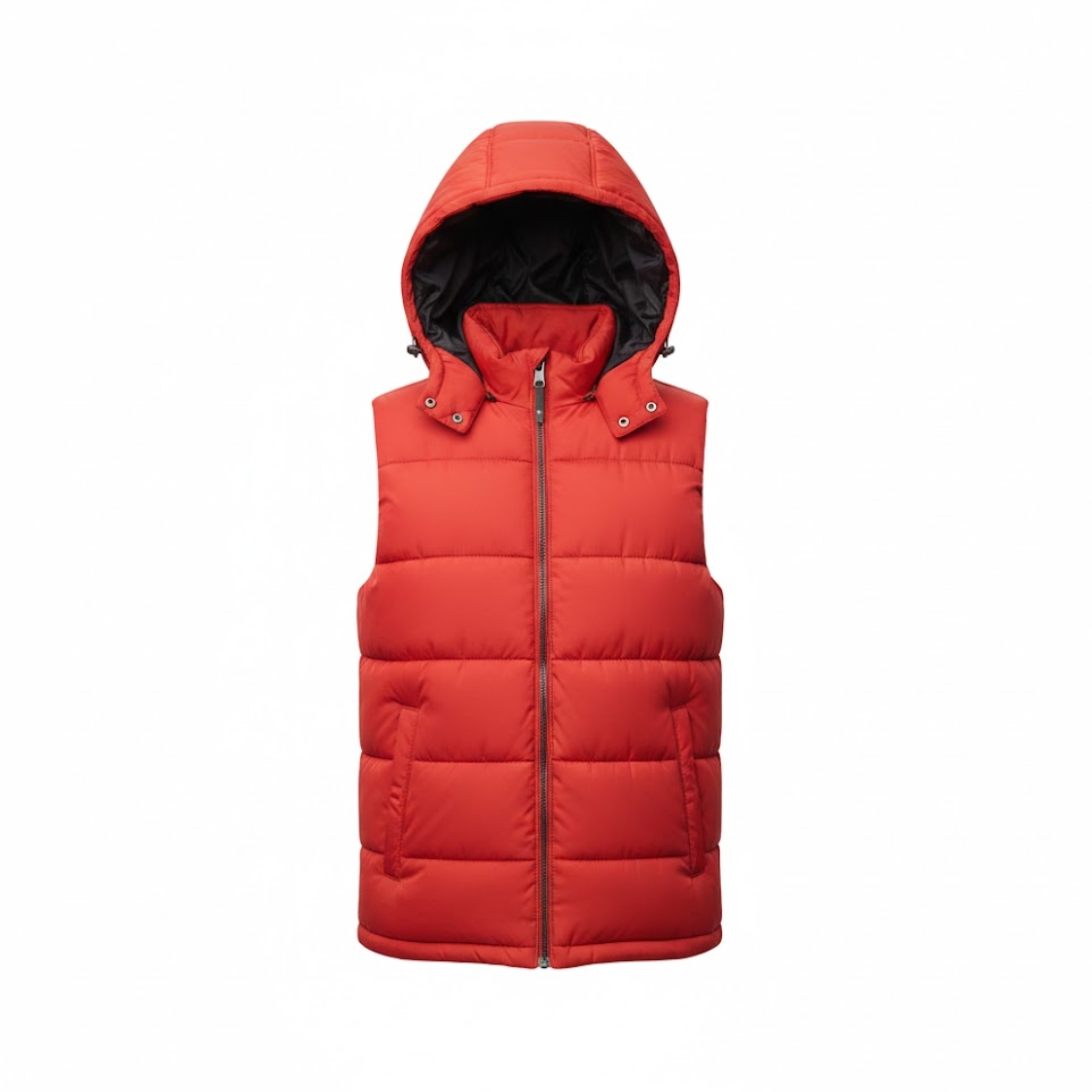 Men's Padded Hooded Vest Sleeveless Puffer Gilet with Full Zipper and Pockets