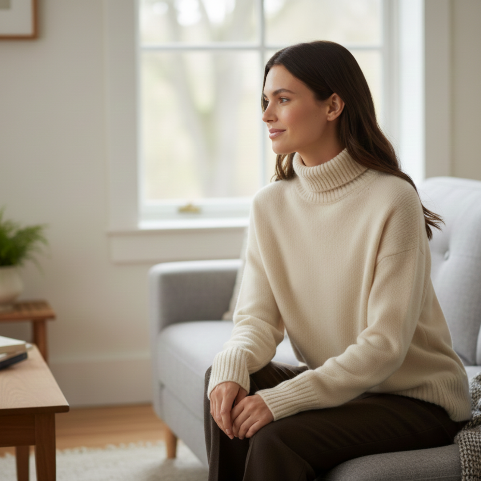 High Neck Sweater Women Soft Knitwear Lazy Style Pullover