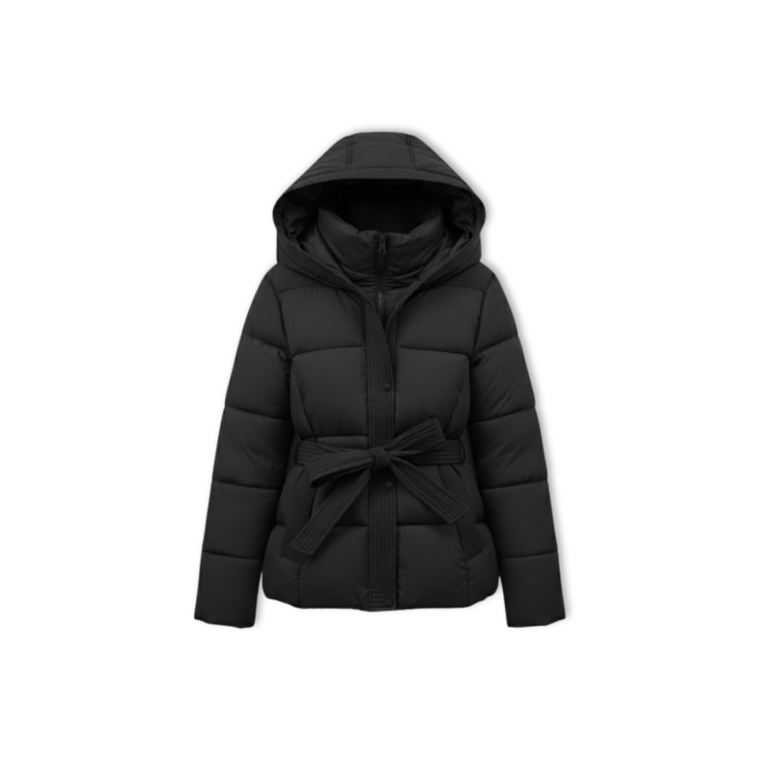Winter Jacket Women Warm Parkas Cotton Padded Jackets Belt Hooded
