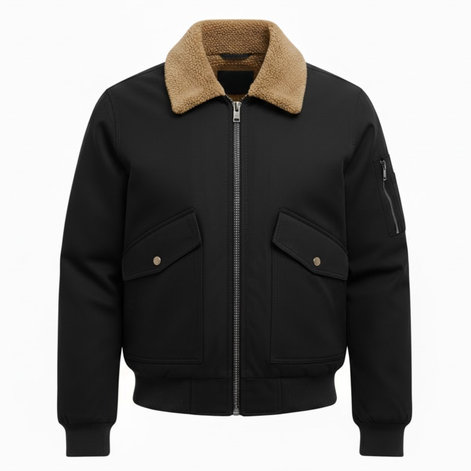 Men's Cotton Bomber Jacket Fleece Lined Loose Fit Casual Zip Up Outerwear Coat