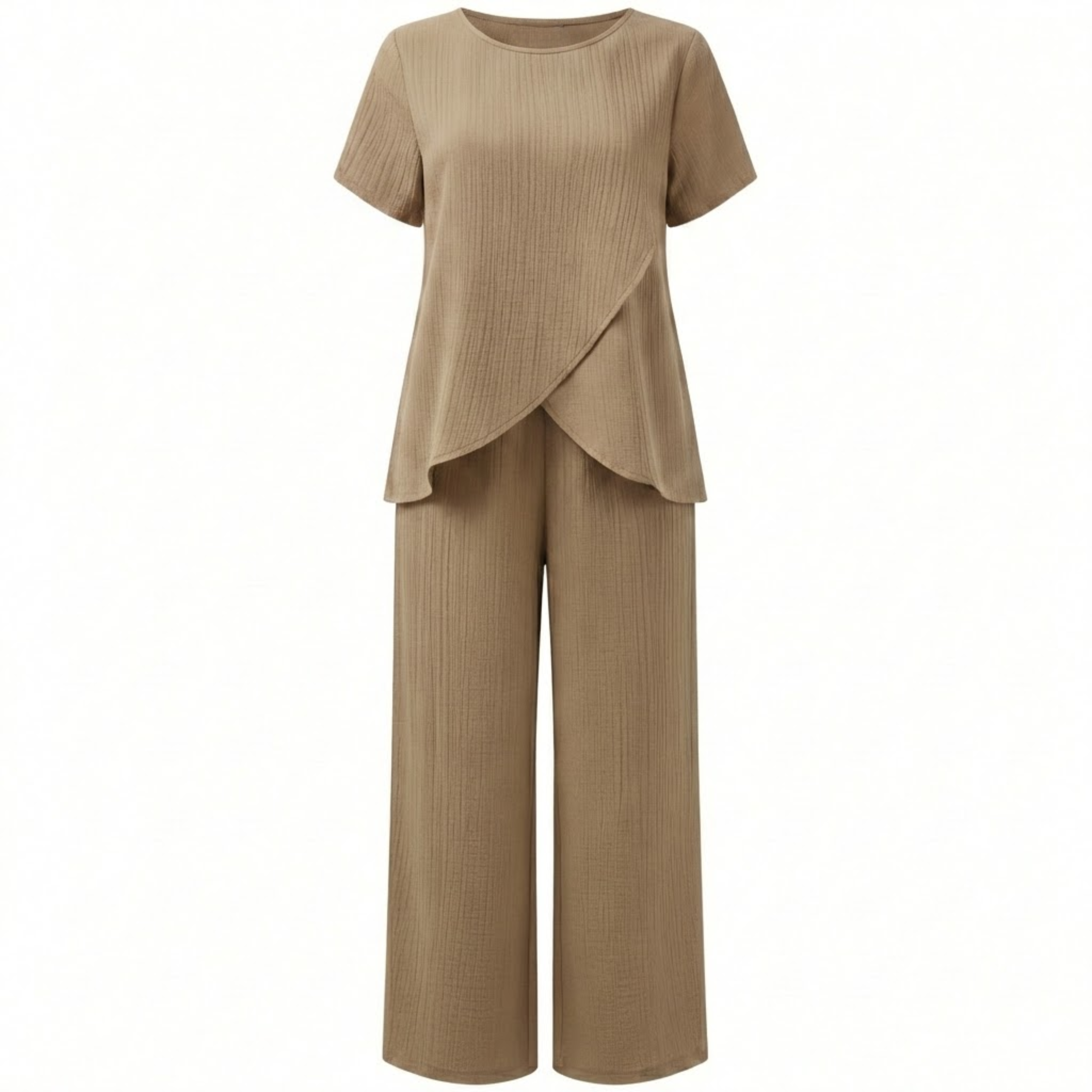 Women's Two Piece Set Irregular Split Top and Wide Leg Trousers Casual Suit