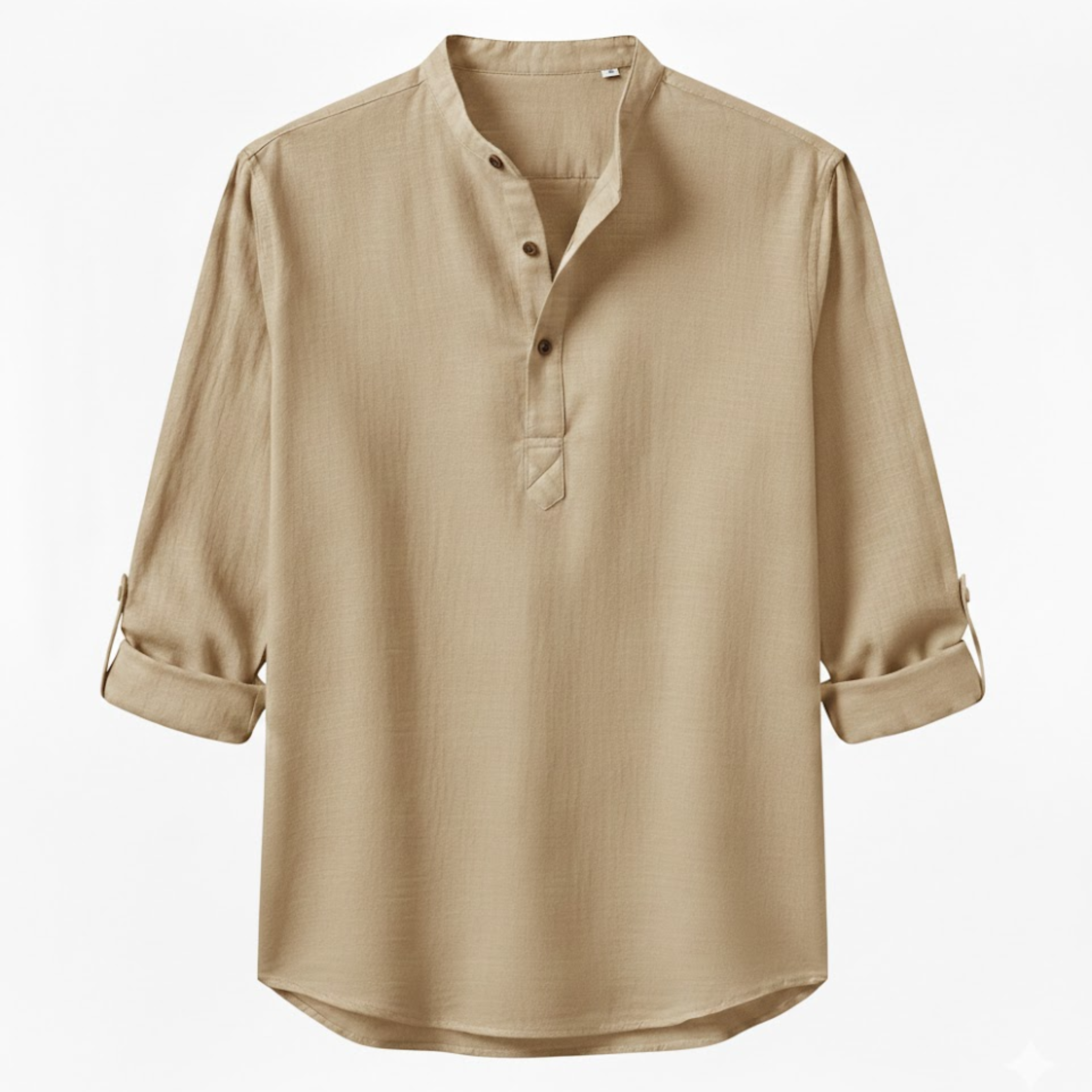 Men's Cotton Linen Henley Shirt Long Sleeve Breathable Casual Beach Button Top